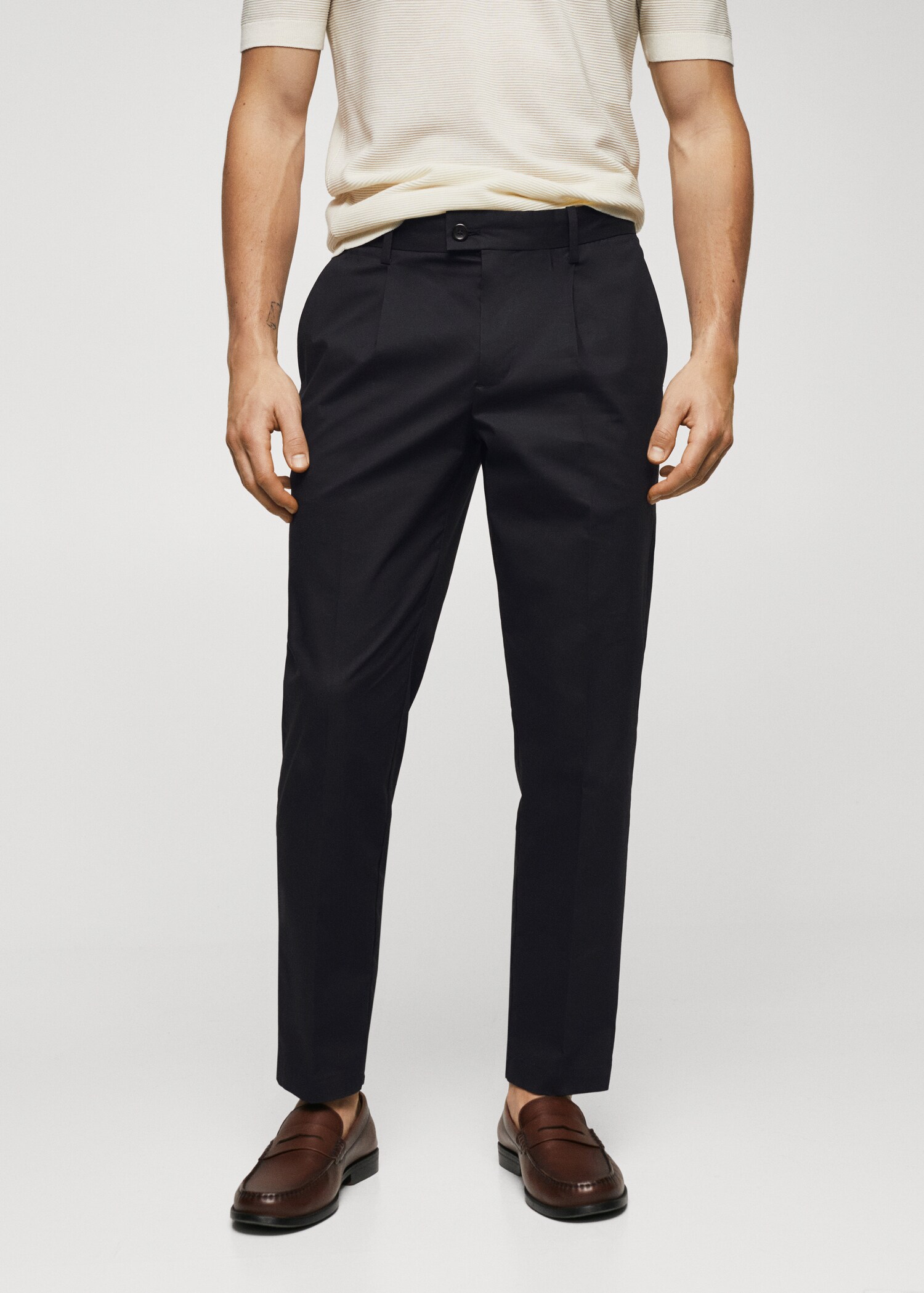 Cotton pleated pants - Medium plane