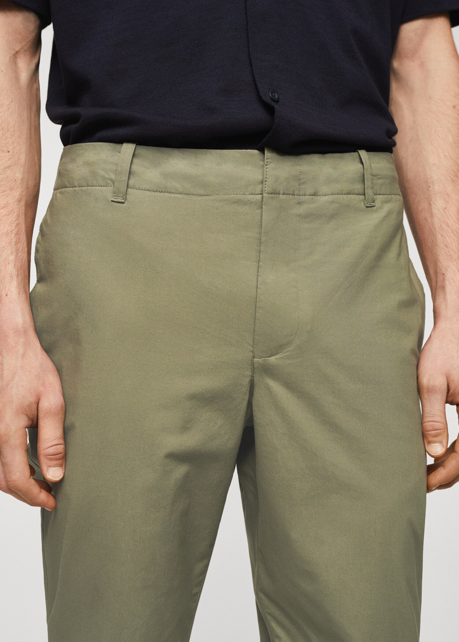 Slim-fit cotton trousers - Details of the article 1
