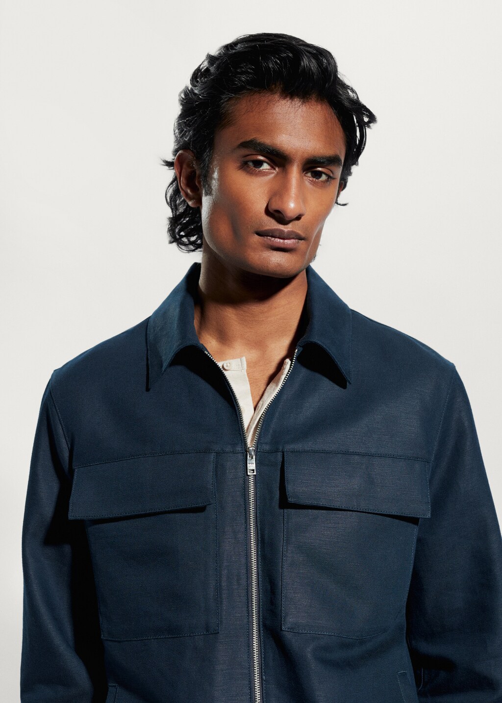 Pocket linen blend jacket Men MANGO OUTLET USA