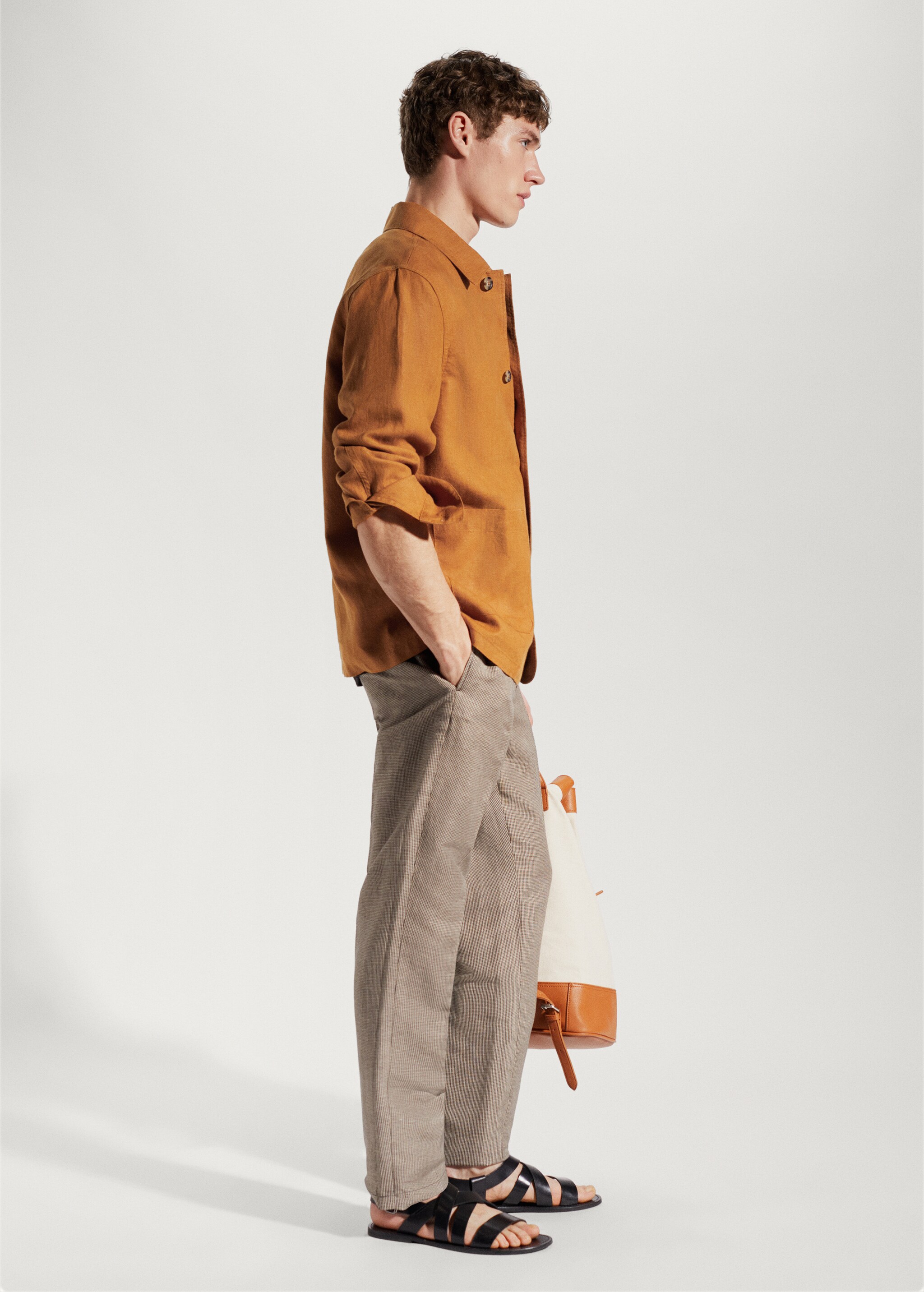 100% linen overshirt with pockets - Details of the article 1