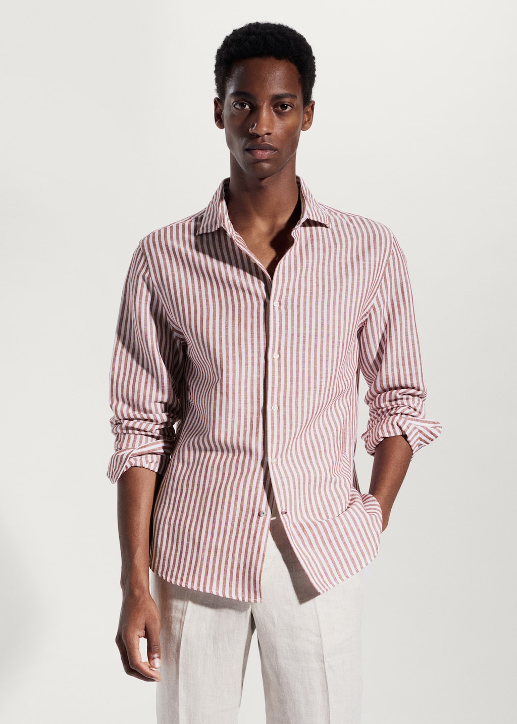 Slim fit striped linen shirt Men MANGO OUTLET USA