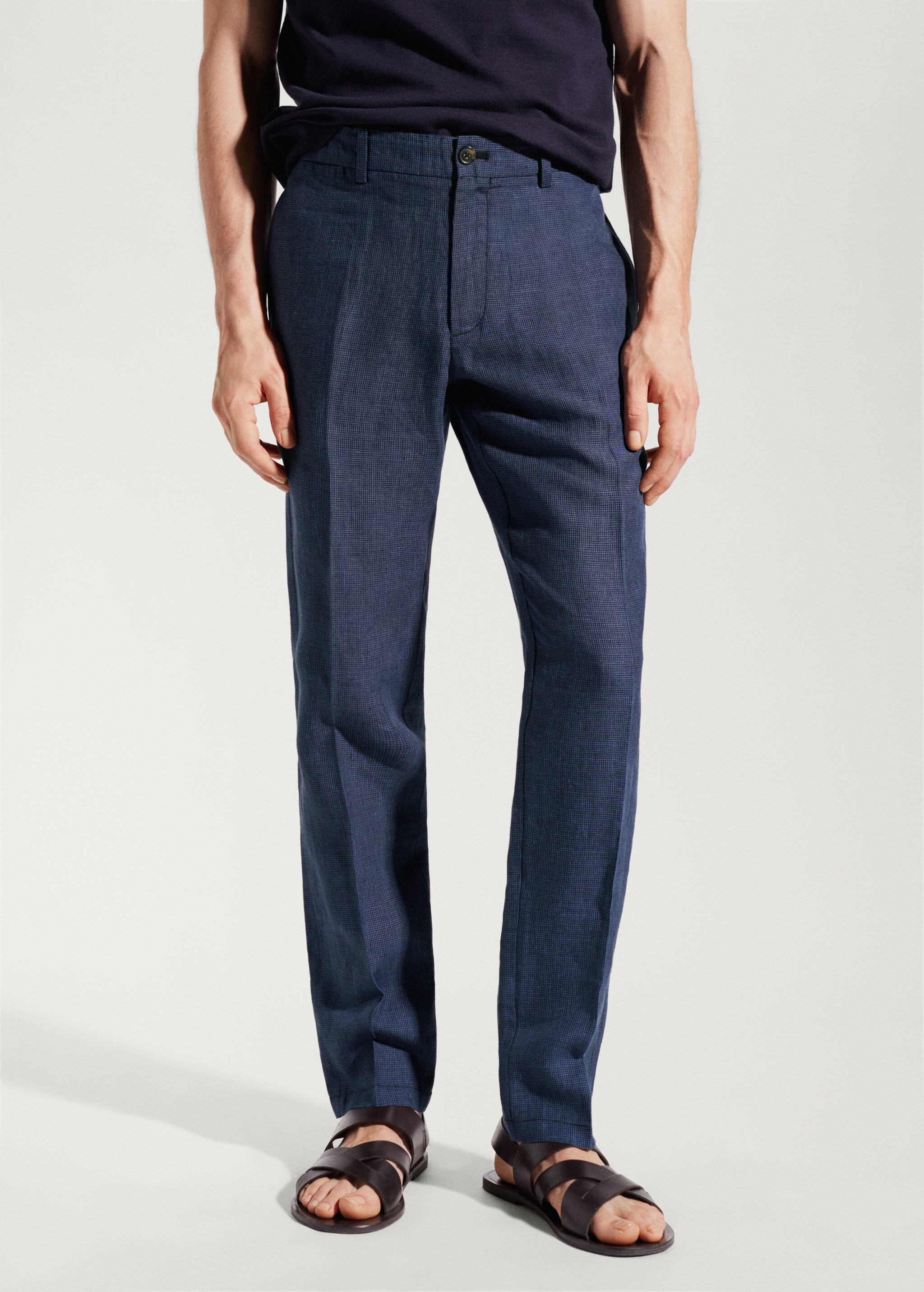 Pantaloni 100% lino slim fit - Piano medio