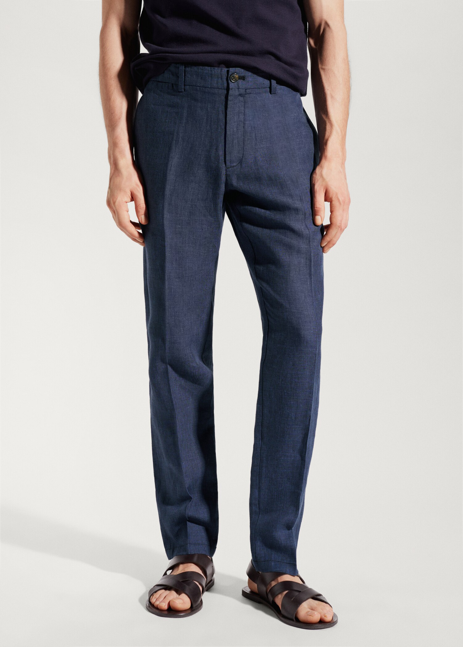 Slim-fit 100% linen pants - Medium plane