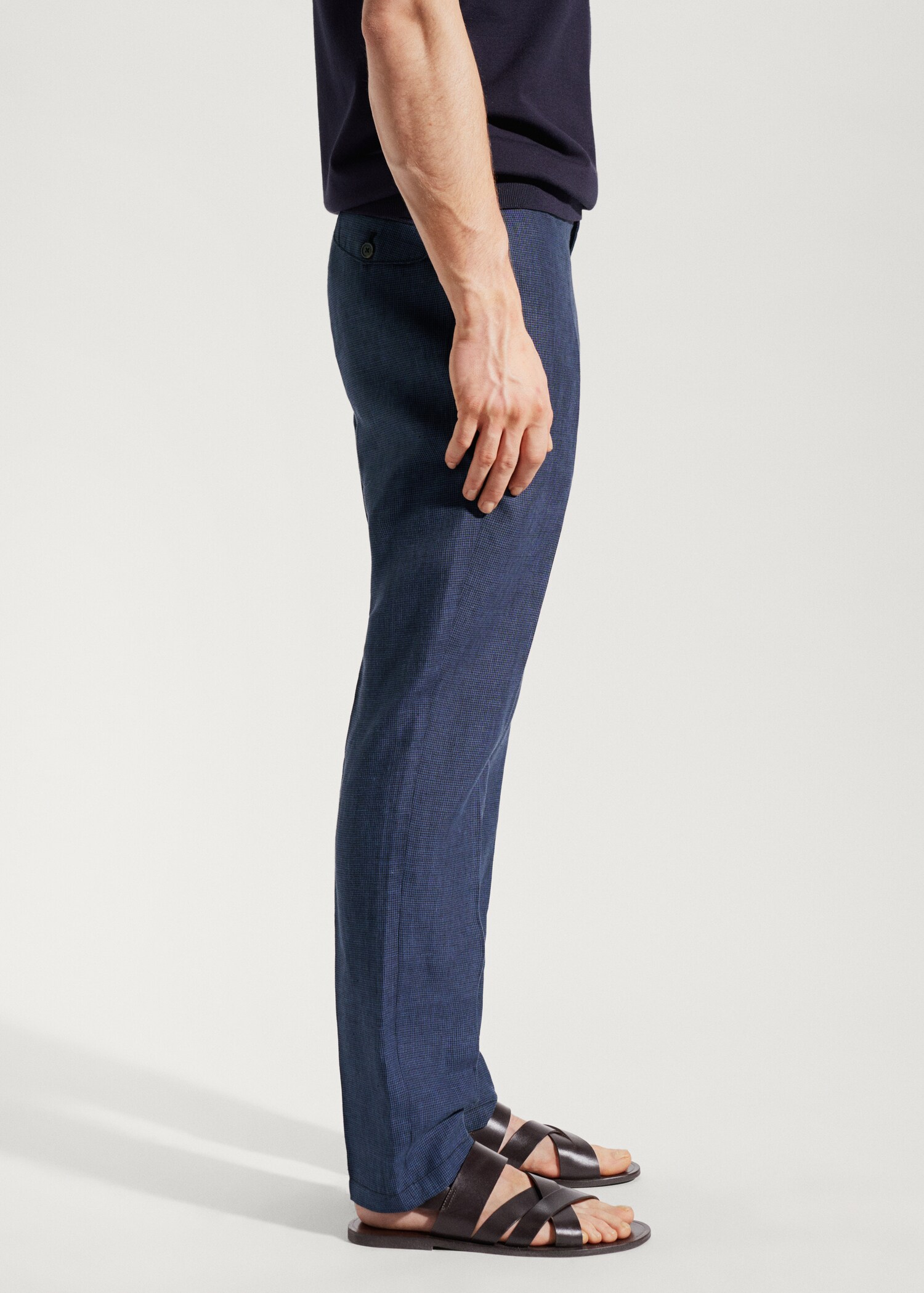 Slim-fit 100% linen pants - Details of the article 4