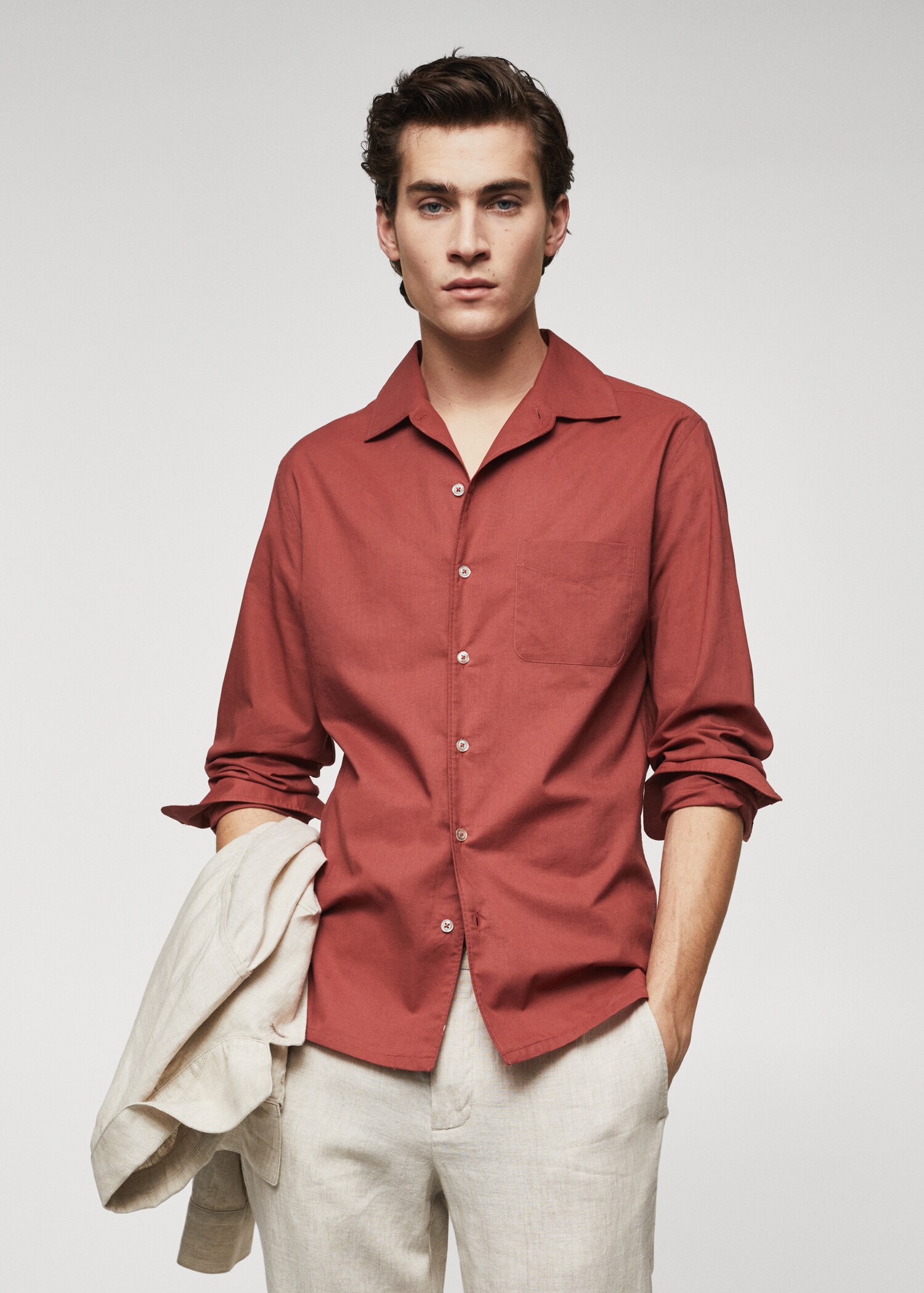 Chemise regular fit coton poche - Plan moyen