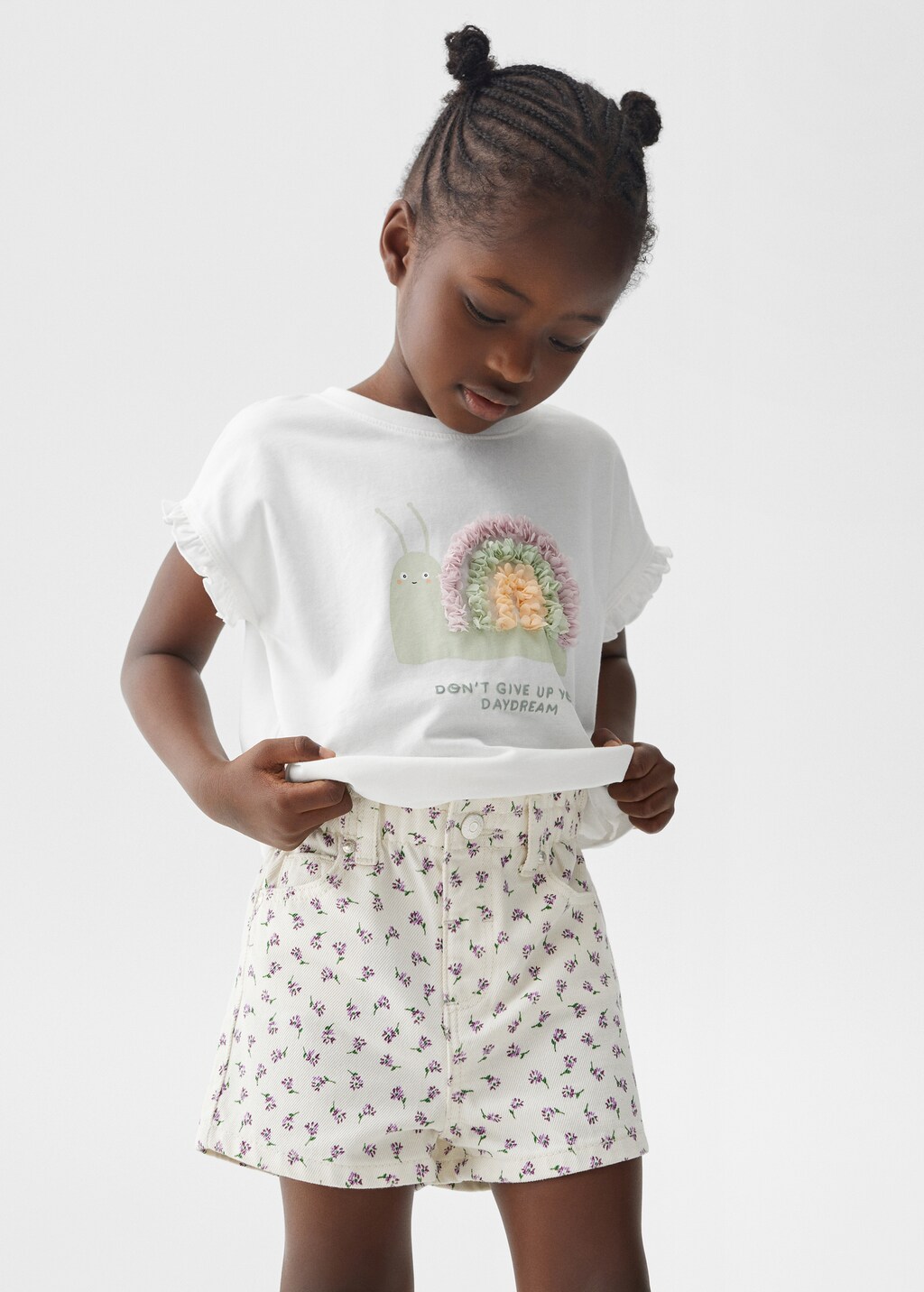 Flower Printed Cotton Shorts
