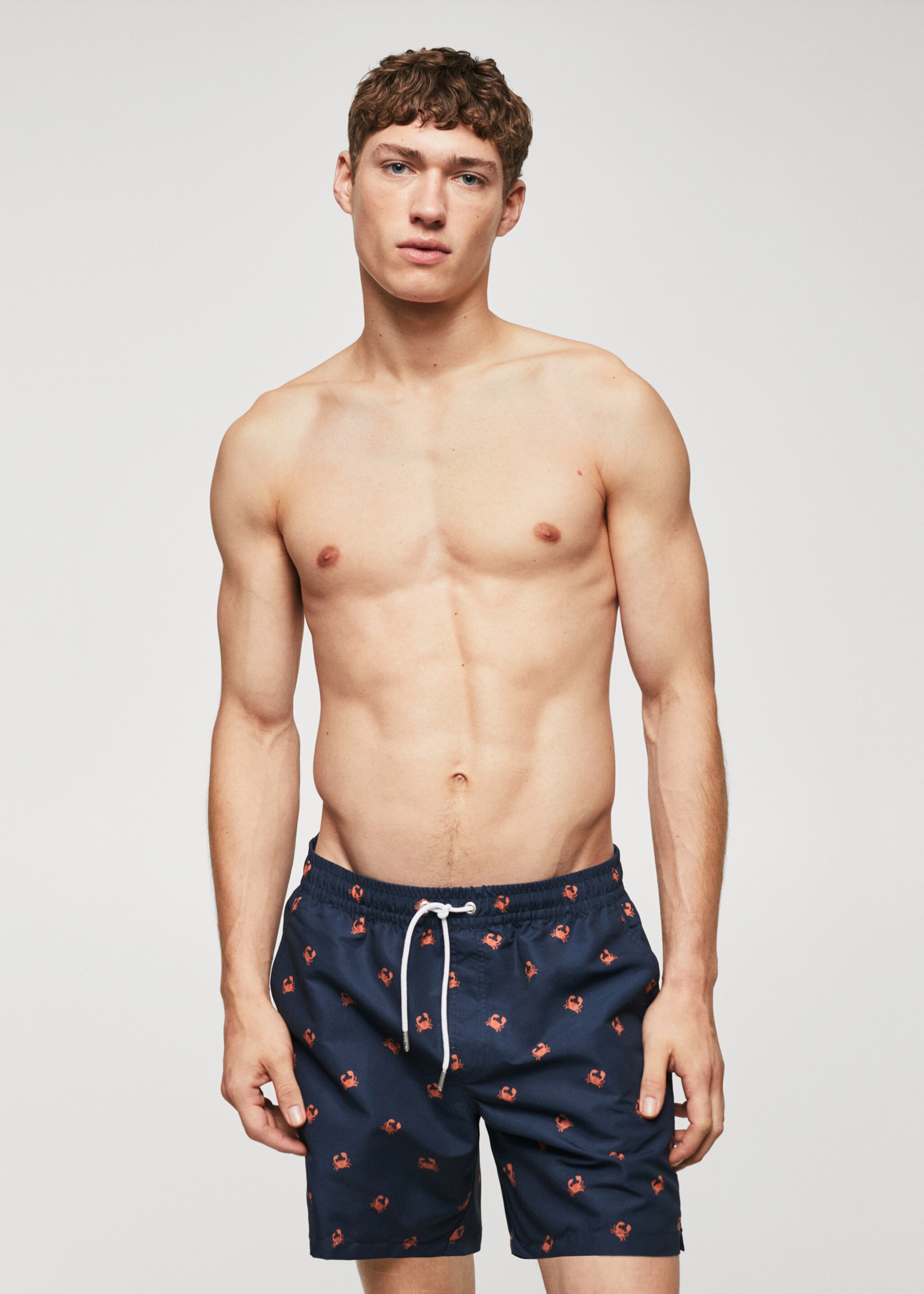 Maillot de bain imprimé crabes - Plan moyen, Bleu marine. Ref: 47015956-00.