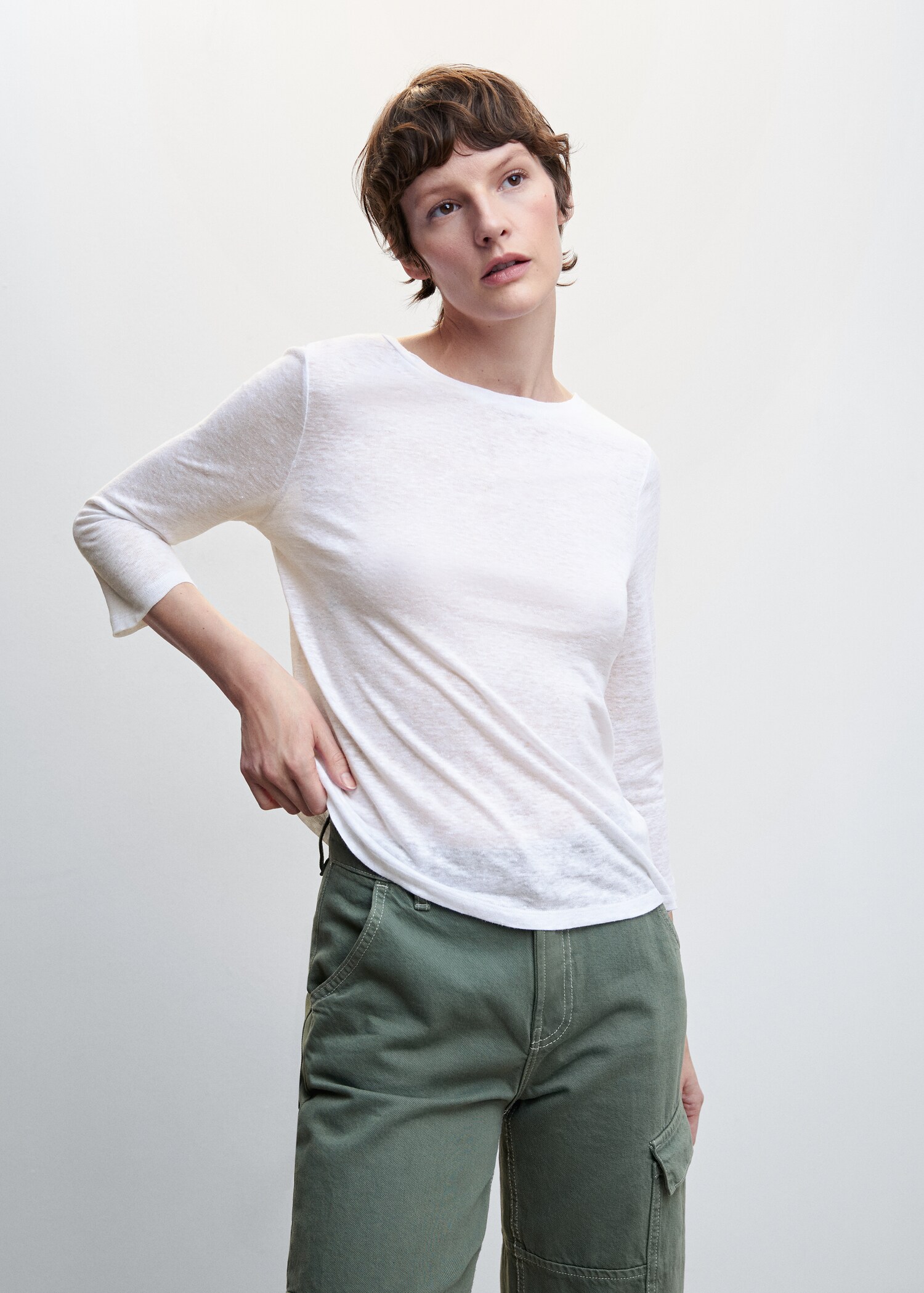 Long-sleeved linen T-shirt - Medium plane