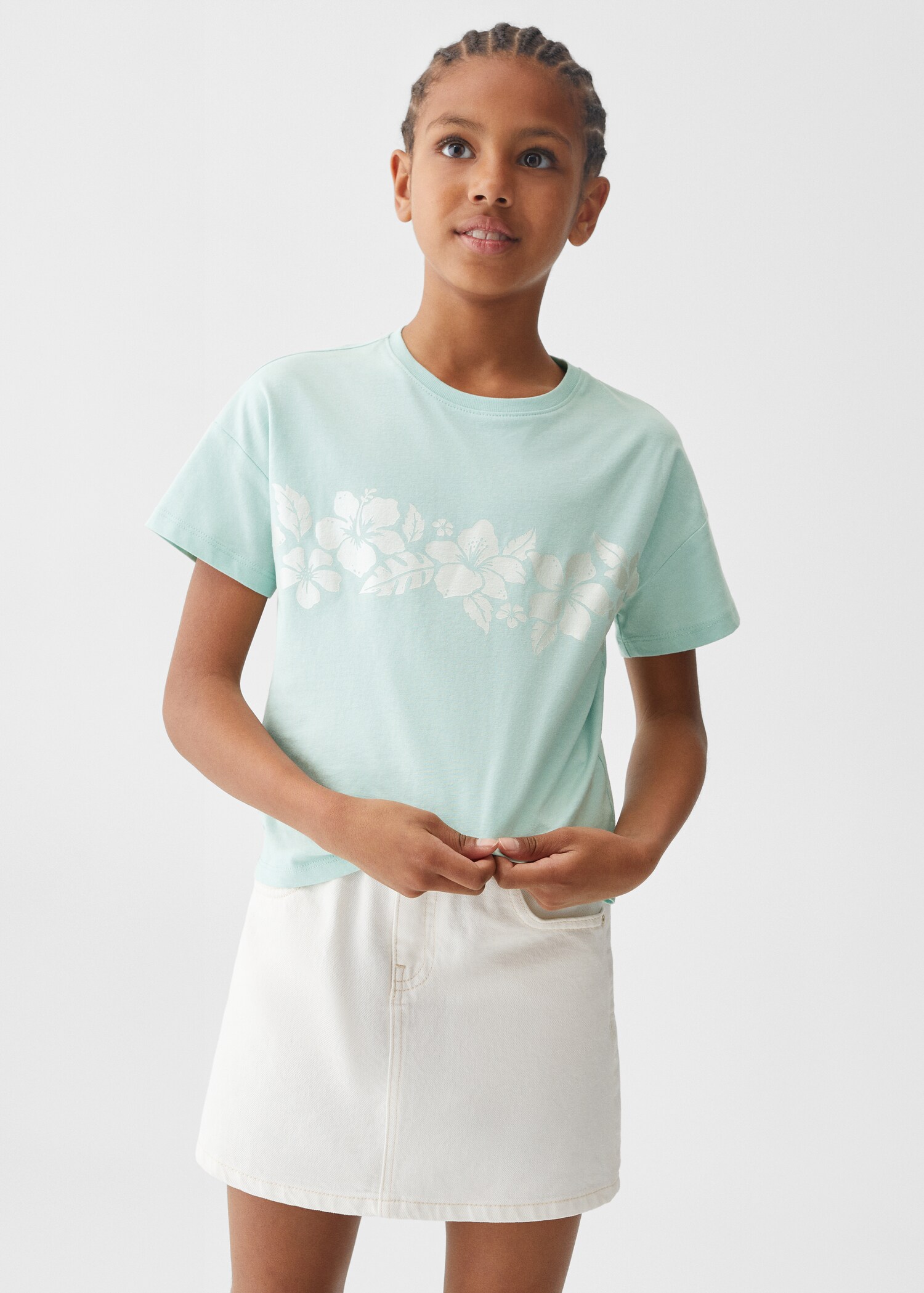 Bedrucktes Baumwoll-T-Shirt - Mittlere Ansicht