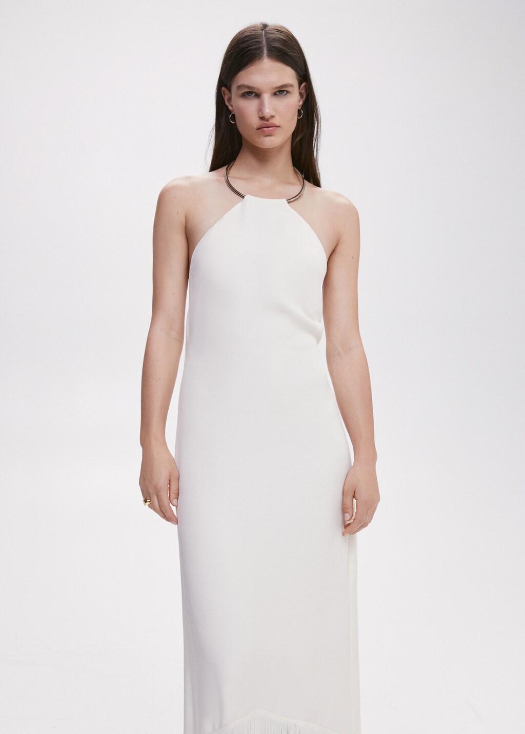 Neckholderkleid mit Fransen - Damen | MANGO OUTLET Deutschland