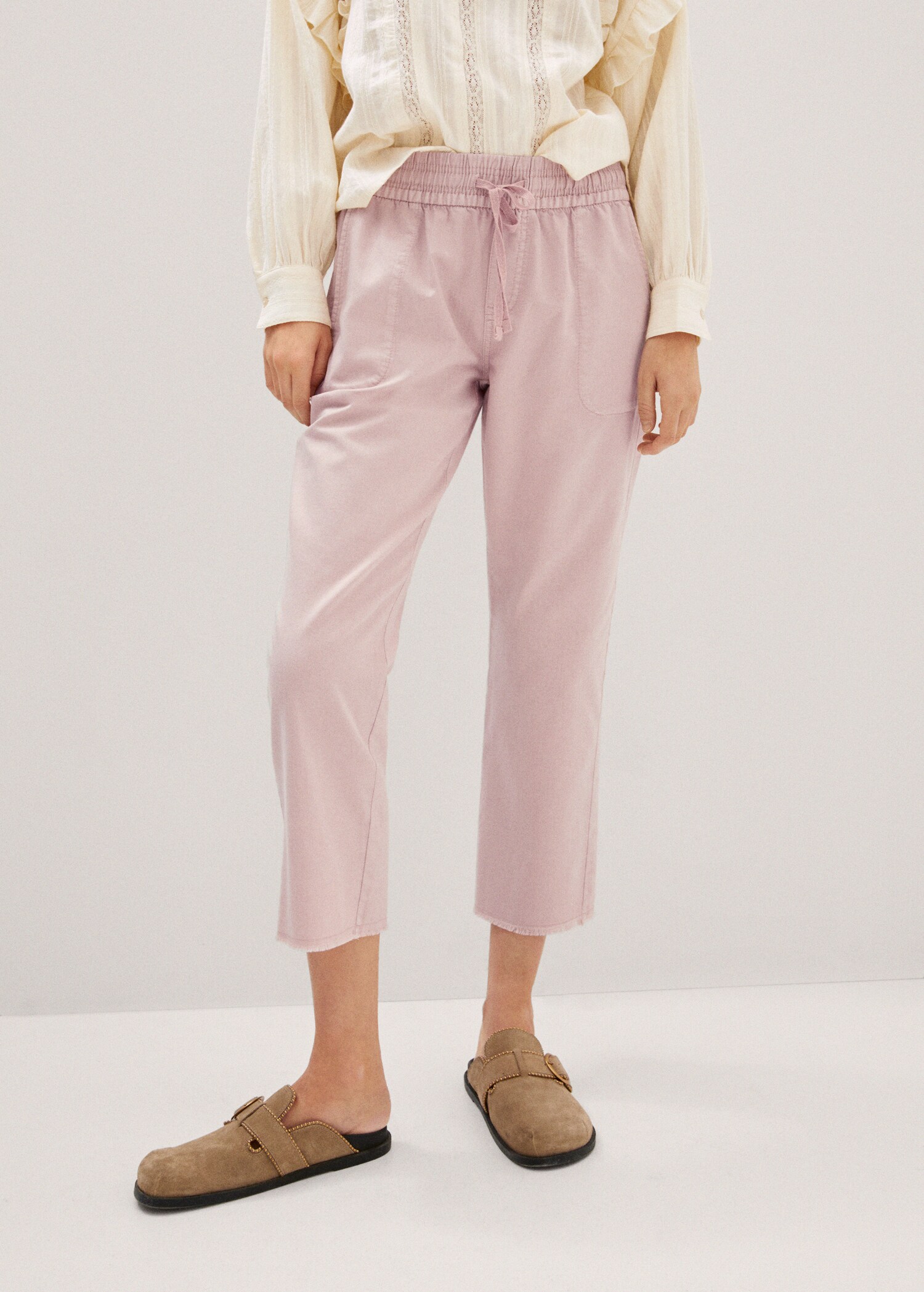 Slouchy jeans with drawstring - Medium plane