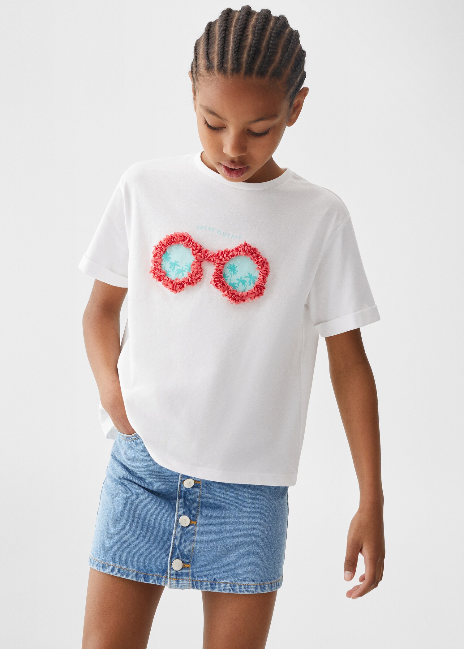 Gemustertes T-Shirt mit Textur - Mittlere Ansicht