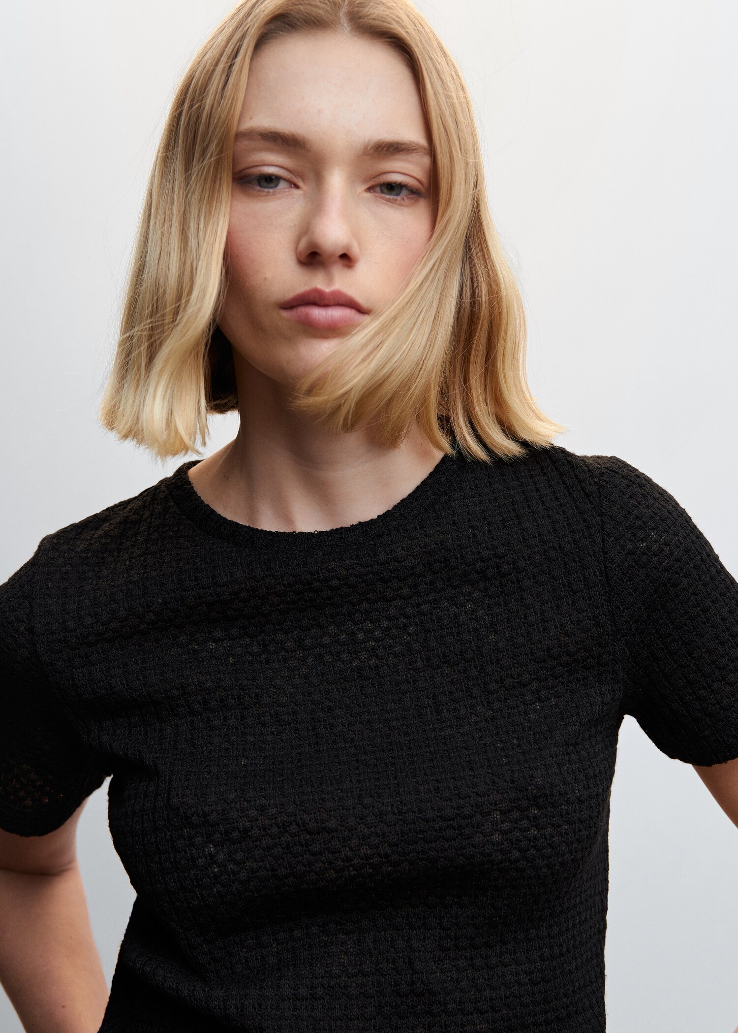 Knit cotton T-shirt - Details of the article 1