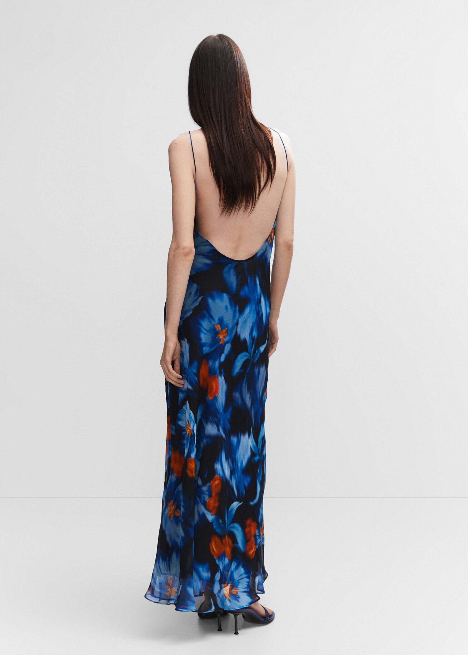 Geblümtes Chiffon-Kleid - Rückseite des Artikels
