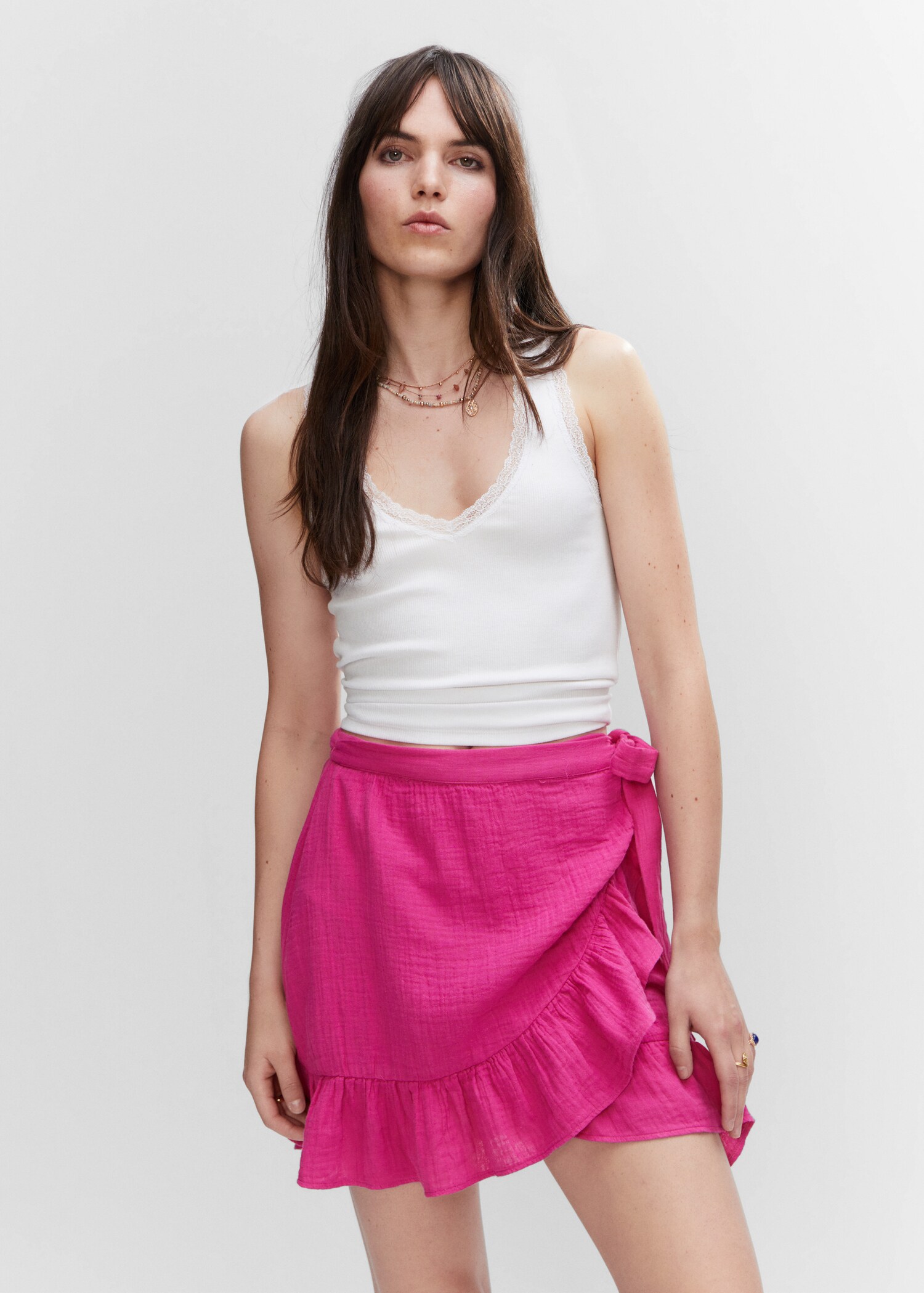 Textured criss-cross skirt - Medium plane