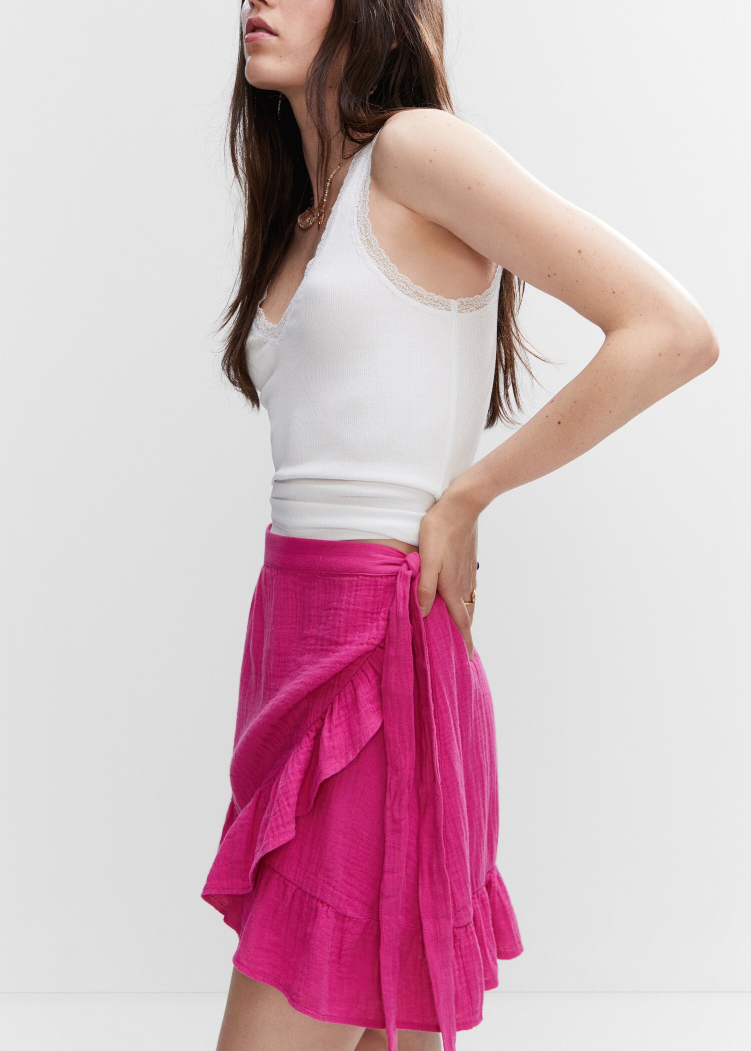 Textured criss-cross skirt - Details of the article 6