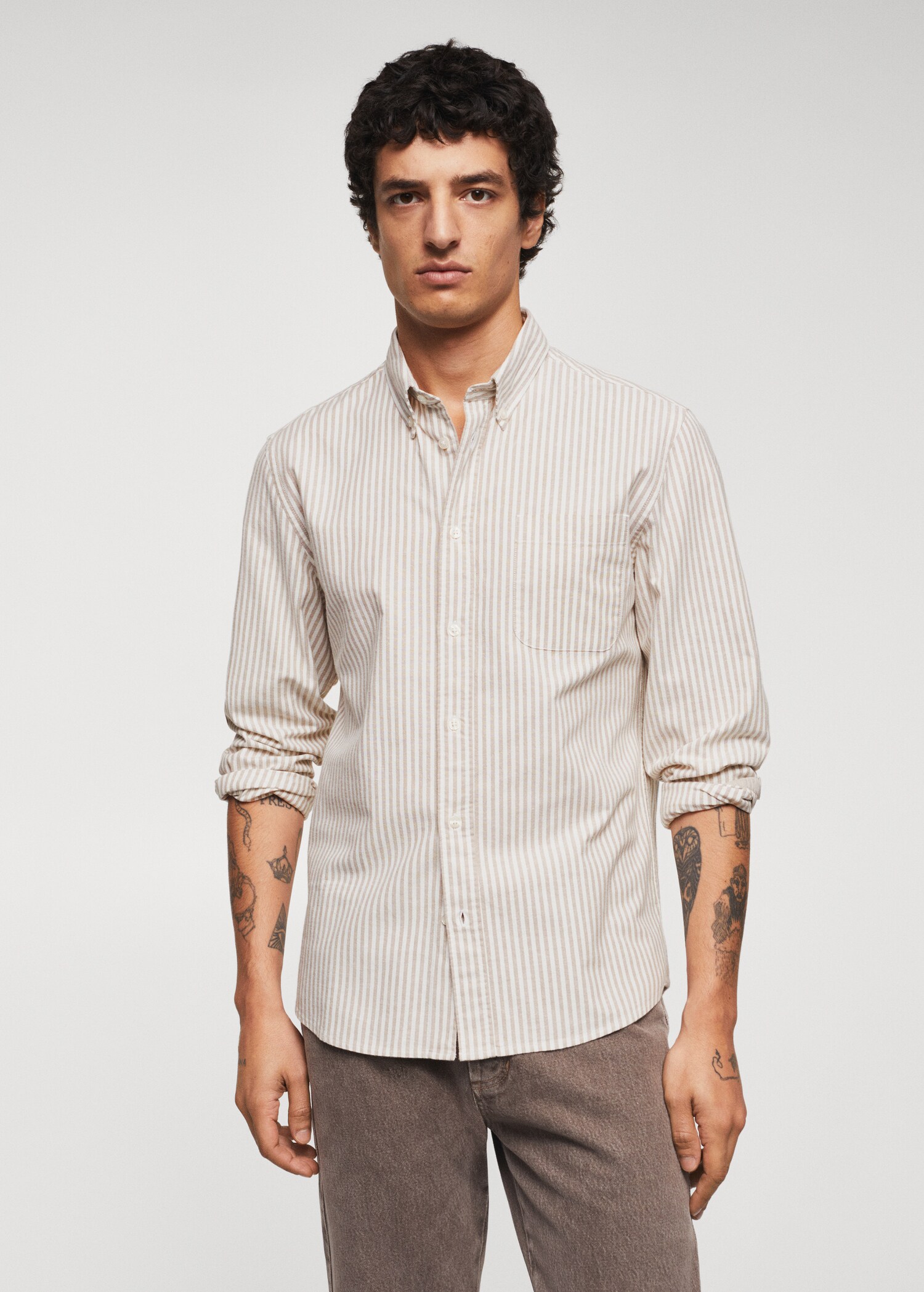Regular-fit cotton striped shirt - Medium plane