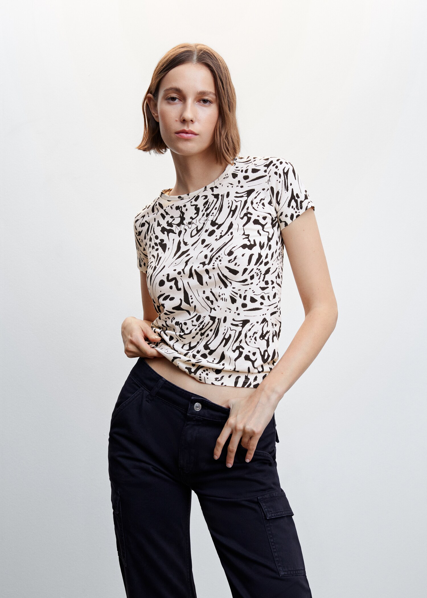Embroidered logo print t-shirt - Medium plane