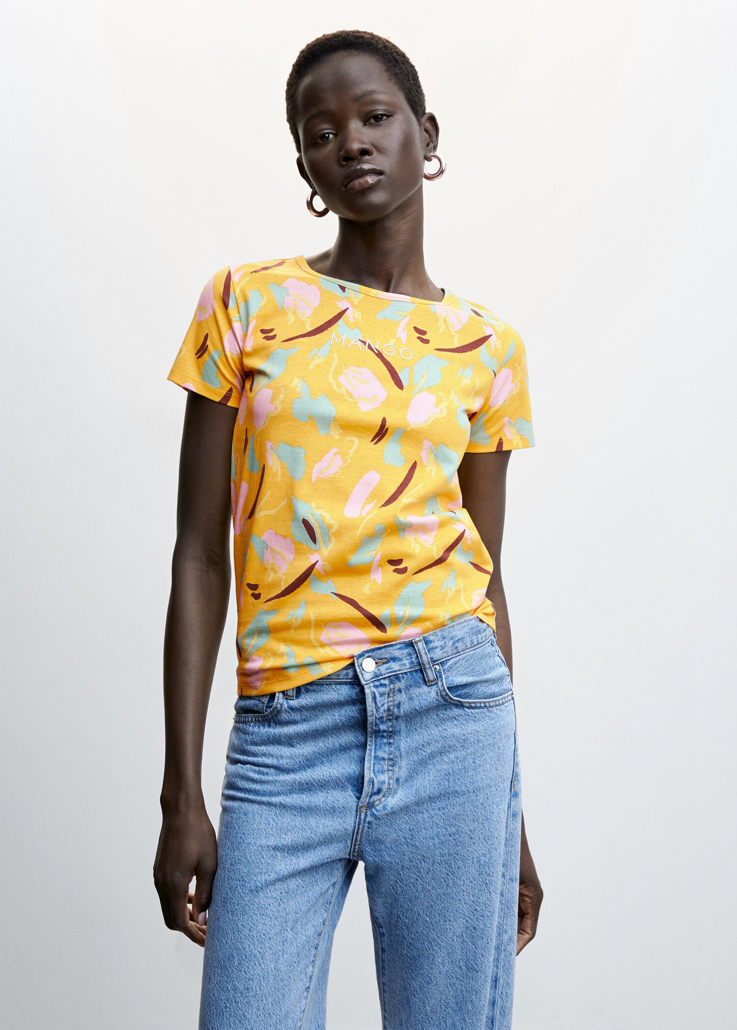 Embroidered logo print t-shirt - Medium plane