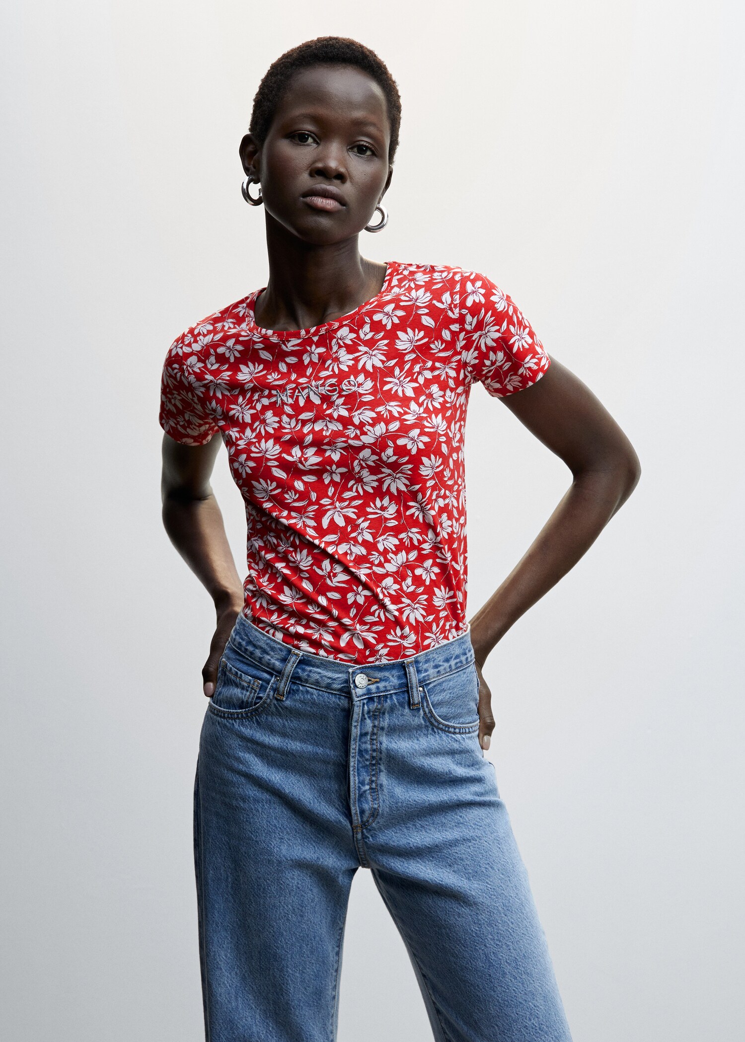 Embroidered logo print t-shirt - Medium plane