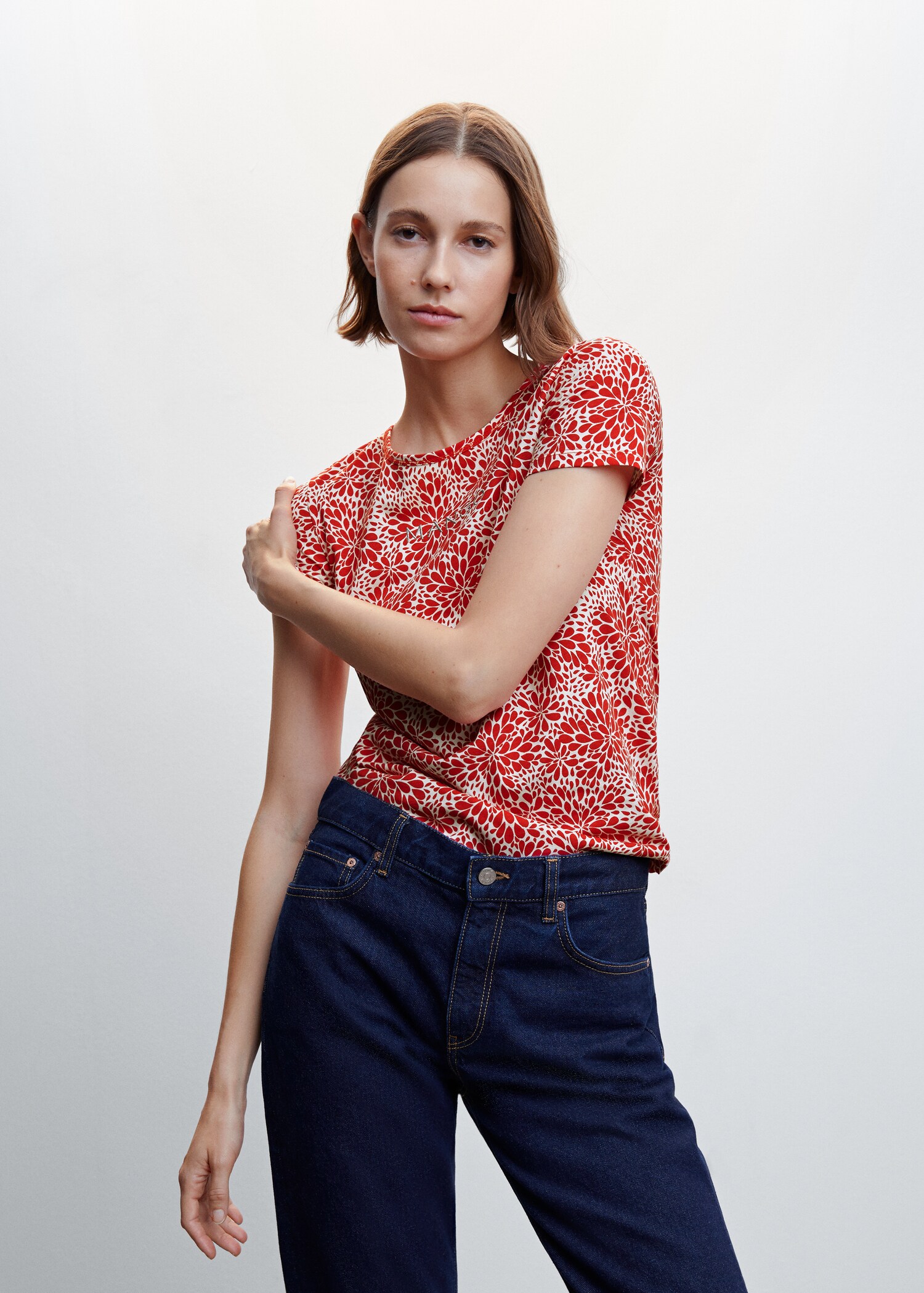 Embroidered logo print t-shirt - Medium plane