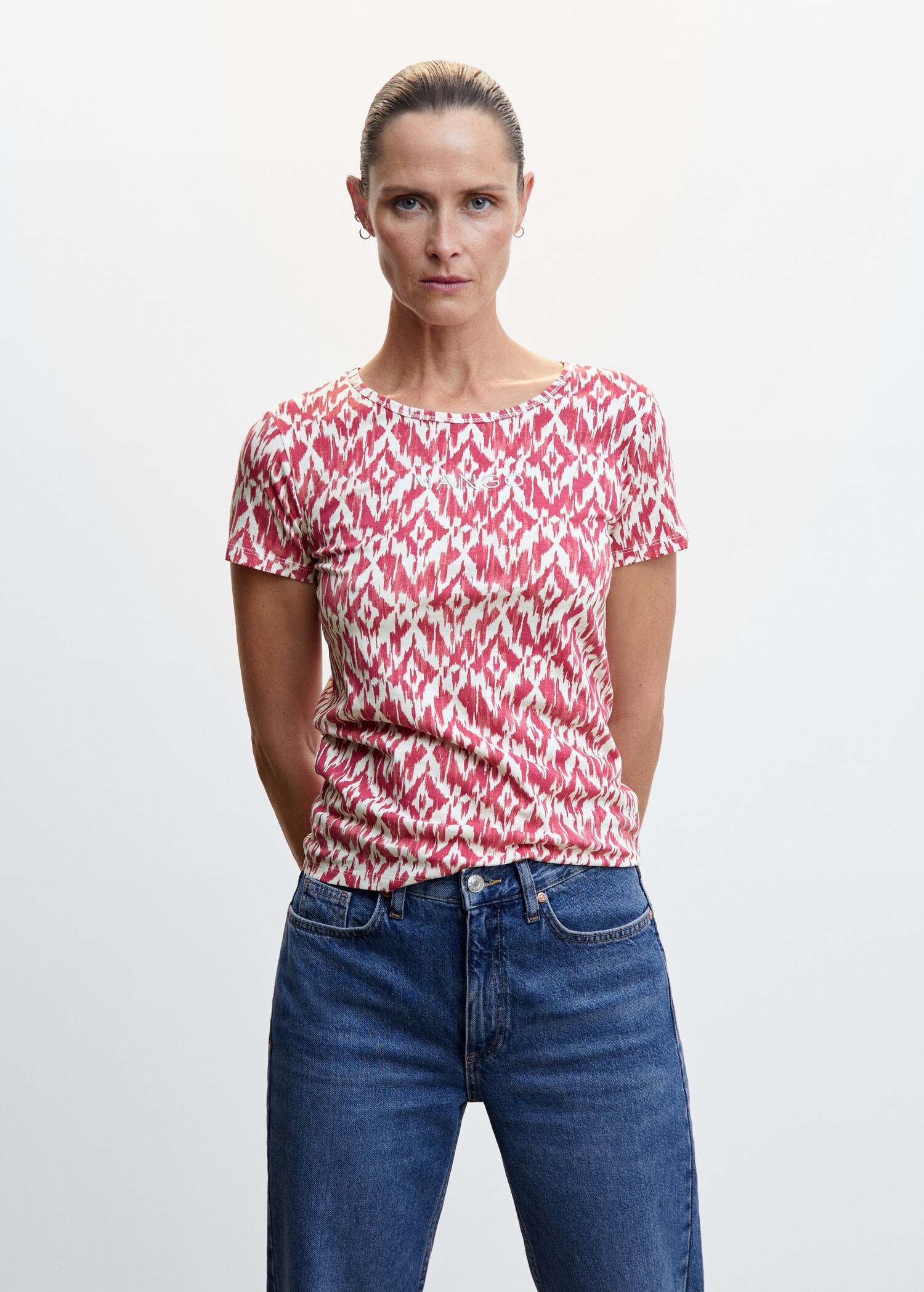 Embroidered logo print t-shirt - Medium plane