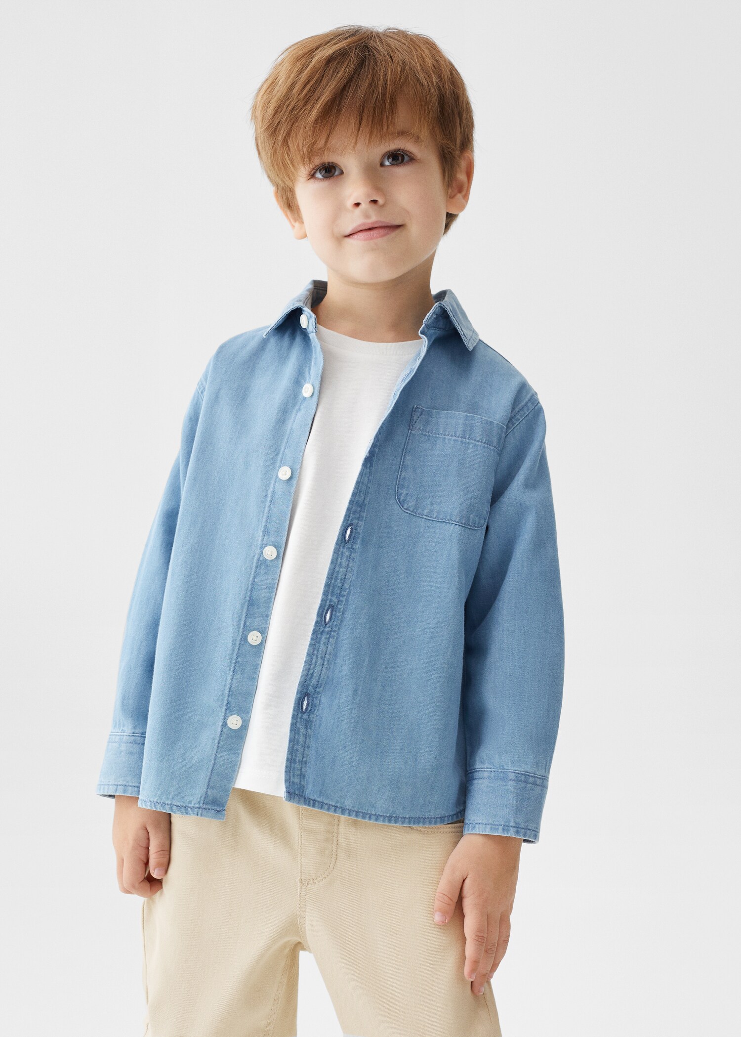 Regular-fit denim shirt with pocket - Medium plane