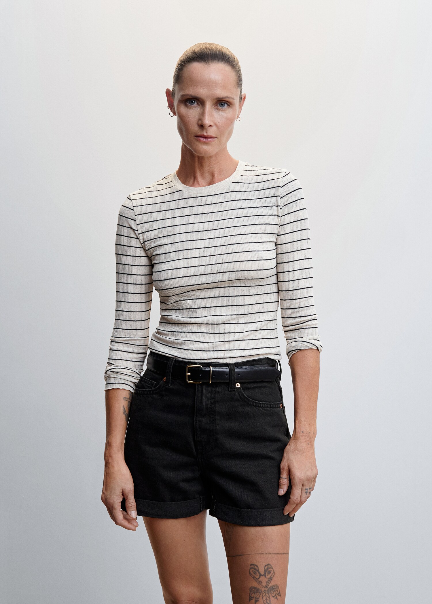 Mom-fit denim shorts - Medium plane