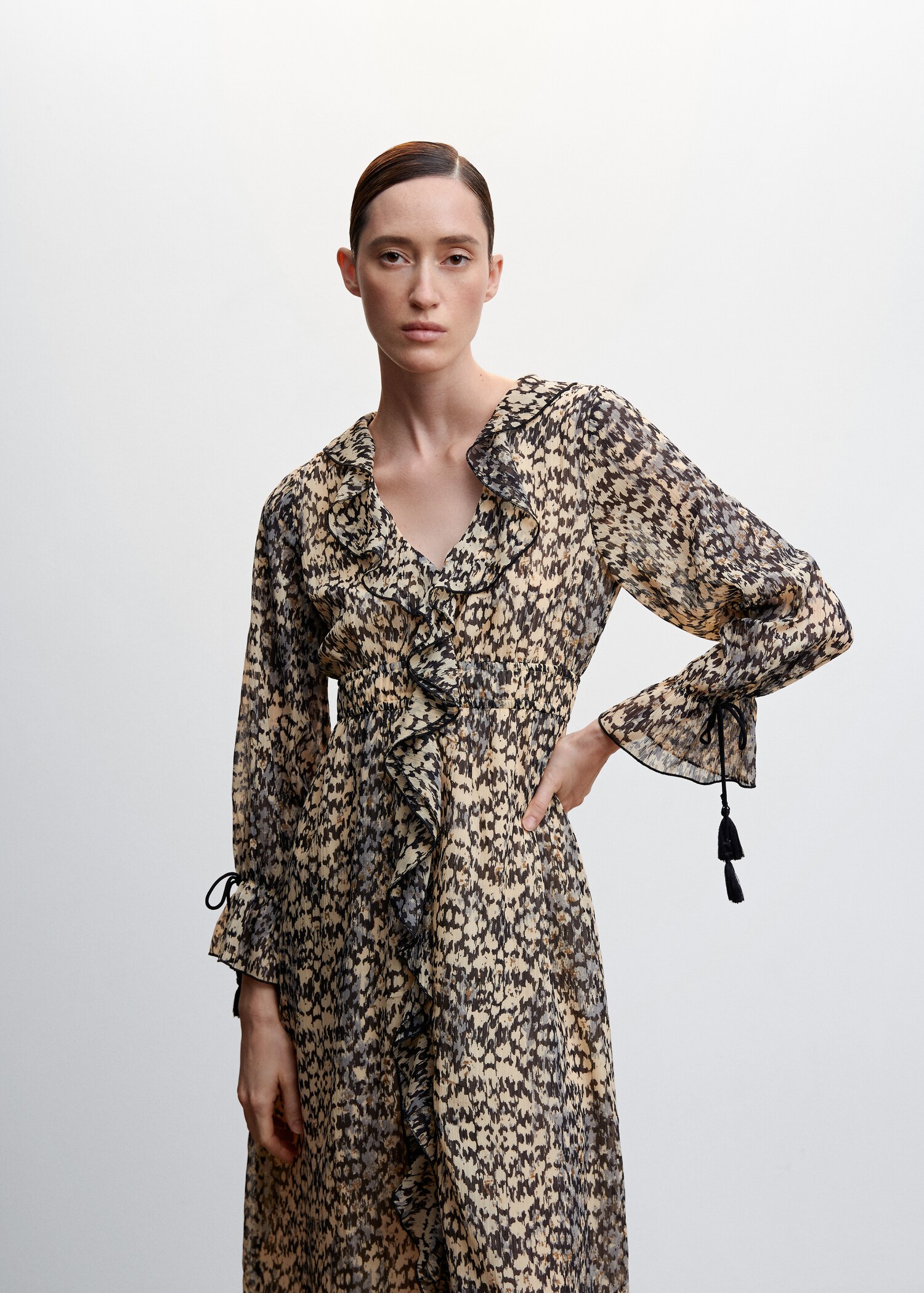 Ruffled printed dress - Medium plane