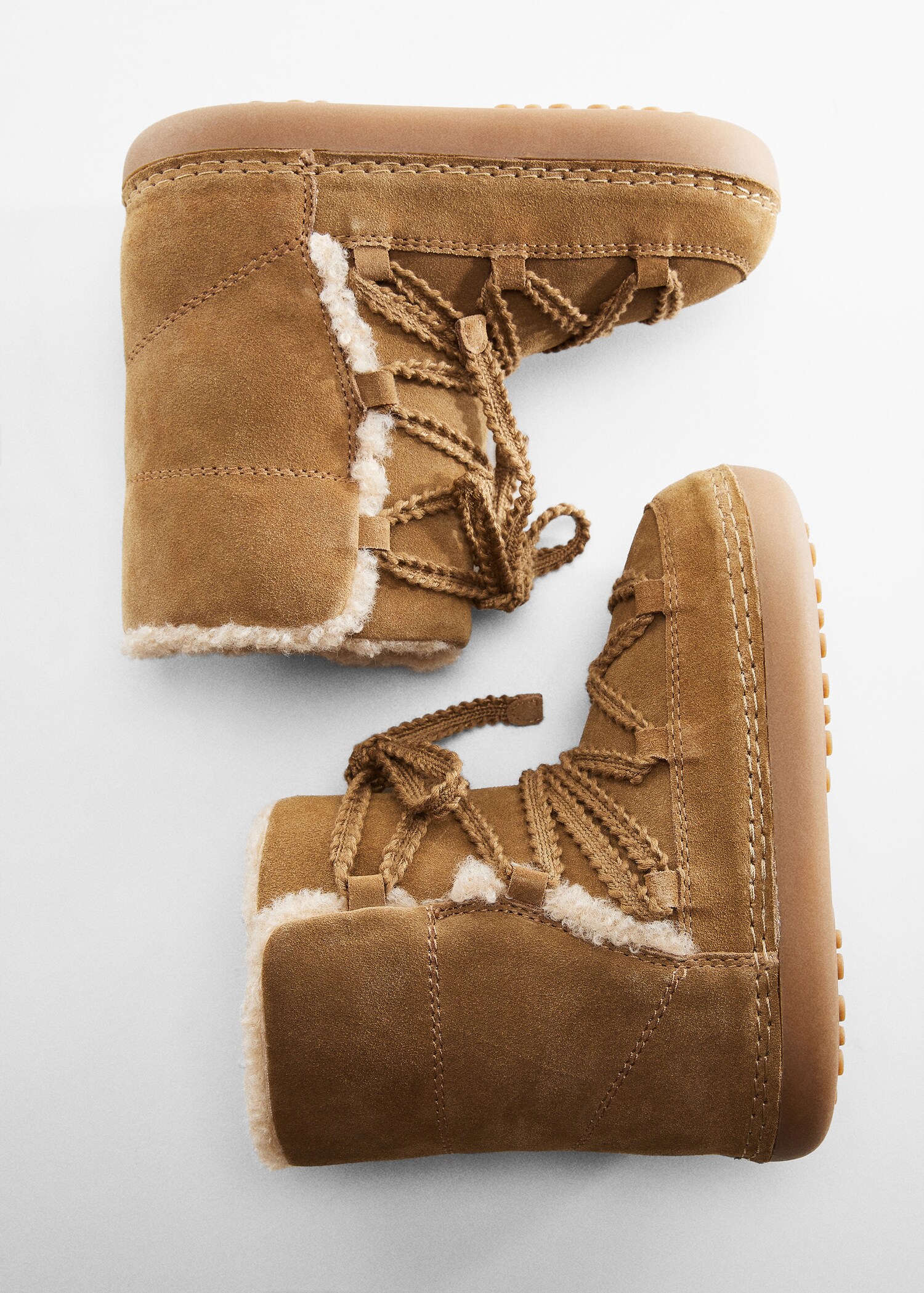 Bottes cuir imitation mouton retourné lacets - Détail de l'article 5