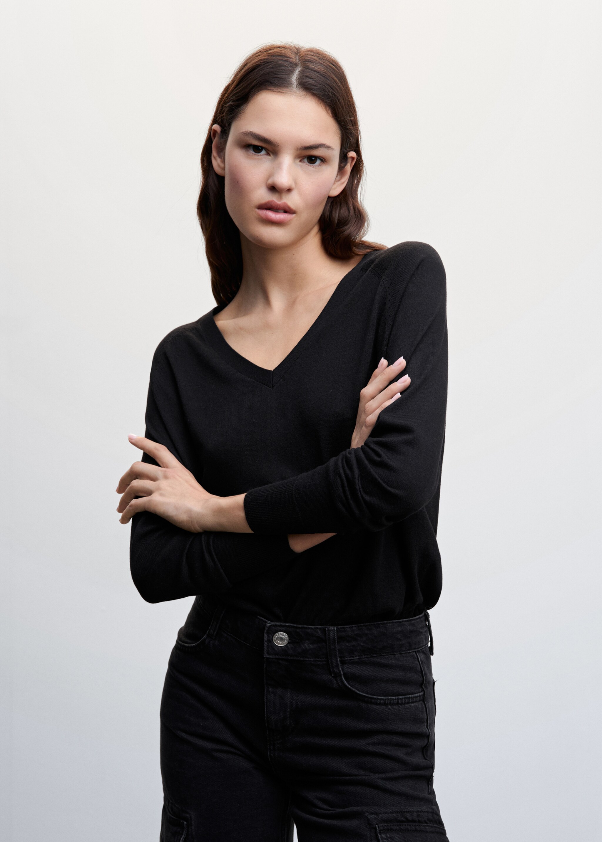 Fine-knit V-neck sweater - Medium plane