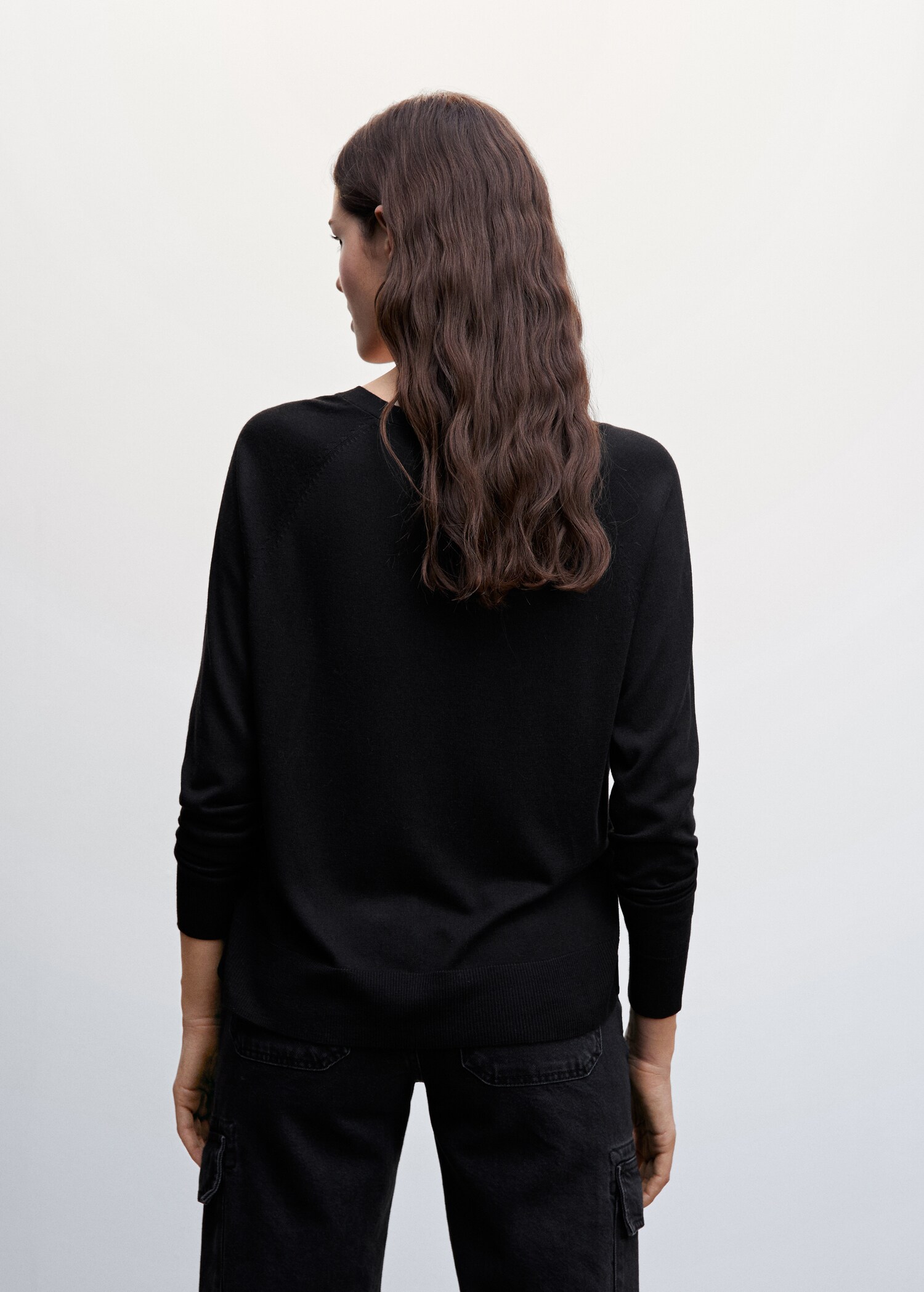 Pullover maglia sottile collo a V - Retro dell'articolo