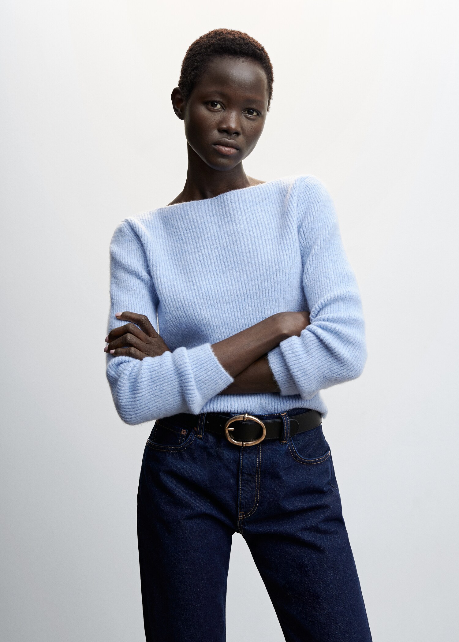 Boat neck ribbed sweater - Medium plane