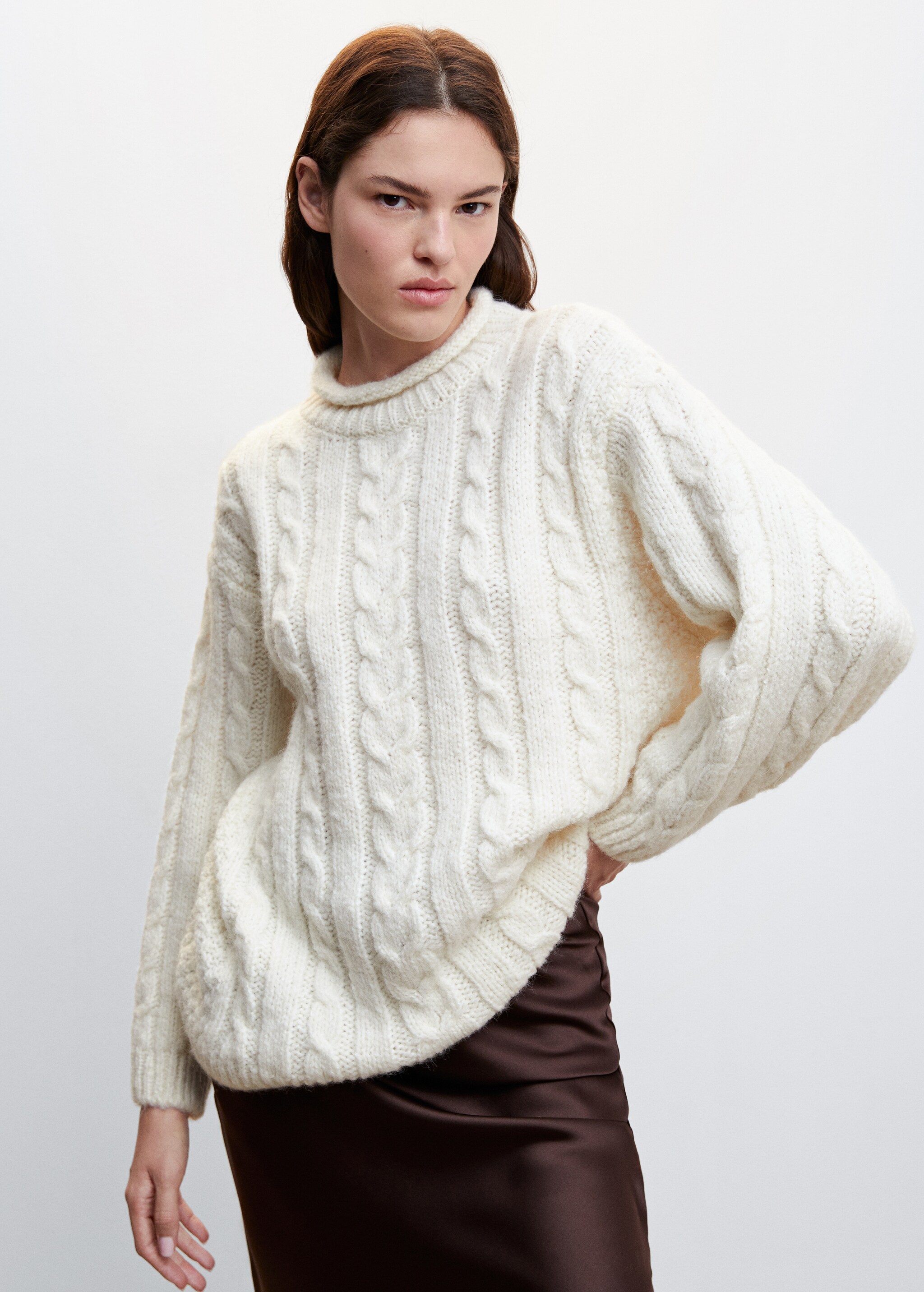 Braided wool sweater - Medium plane