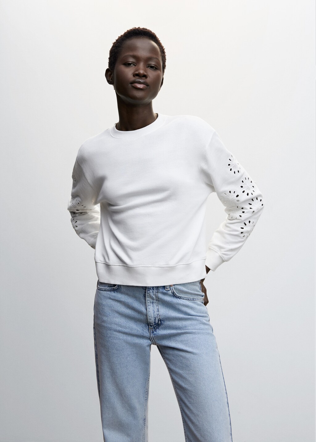 Sweatshirt with die cut sleeves Women MANGO OUTLET USA