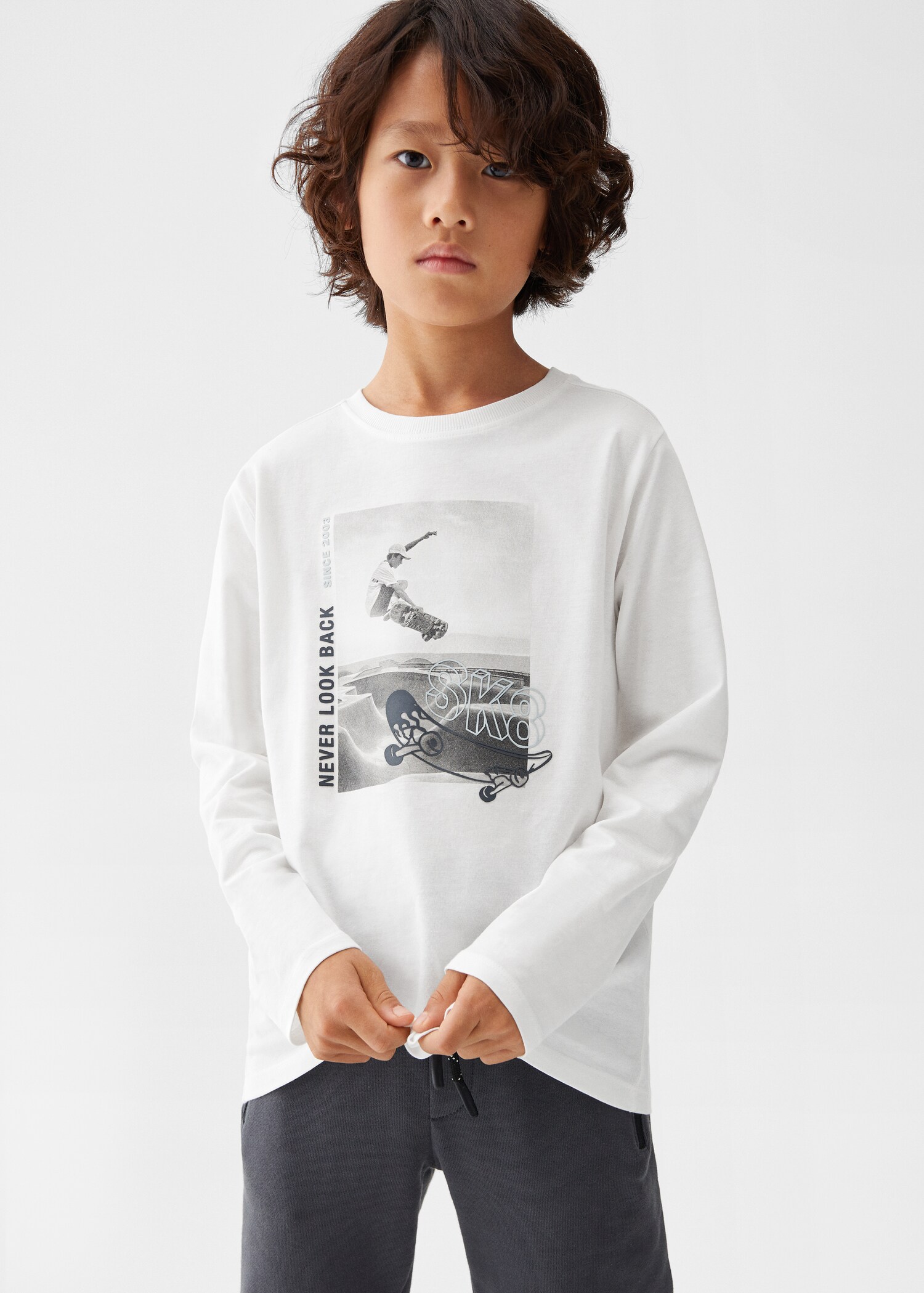 Long sleeve cotton t-shirt - Medium plane