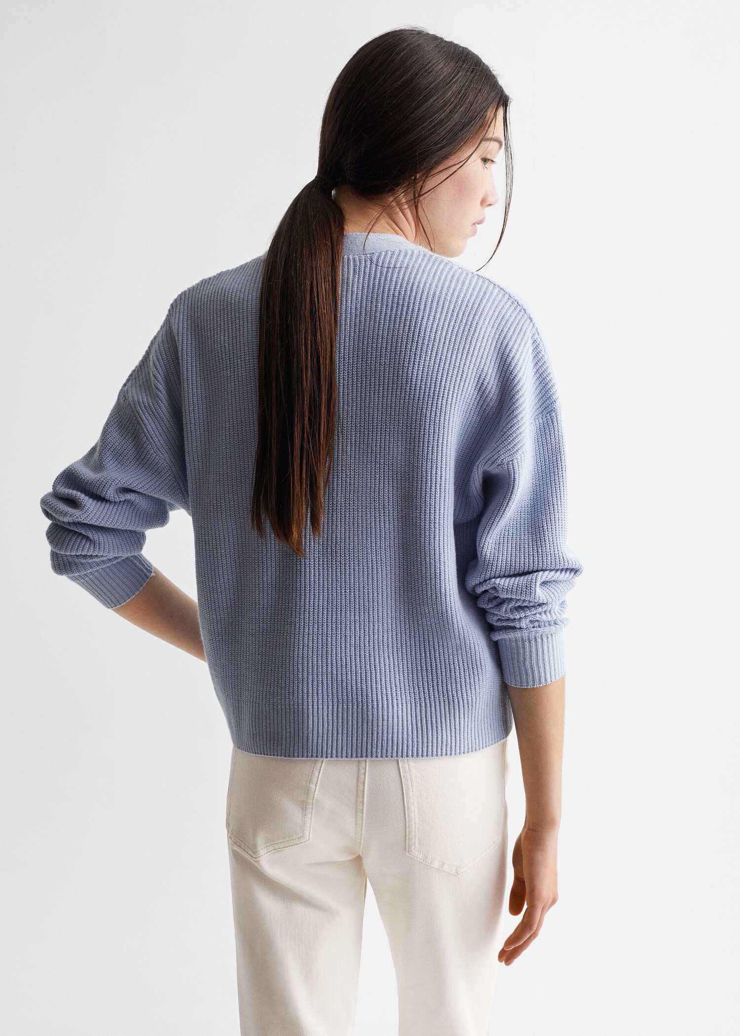 Ribbed knit cardigan - Reverse of the article