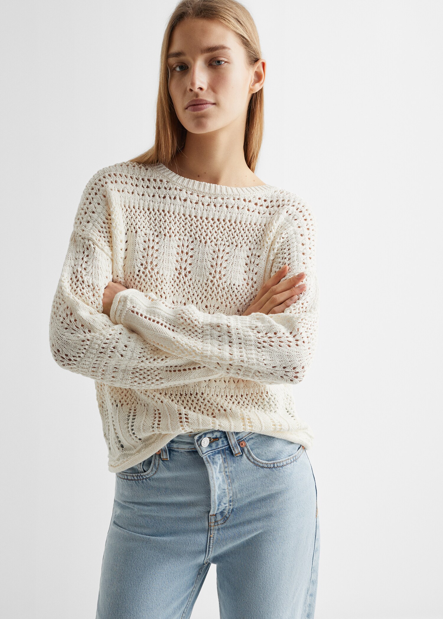 Rundhals-Pullover mit Lochmuster - Mädchen | MANGO OUTLET Deutschland