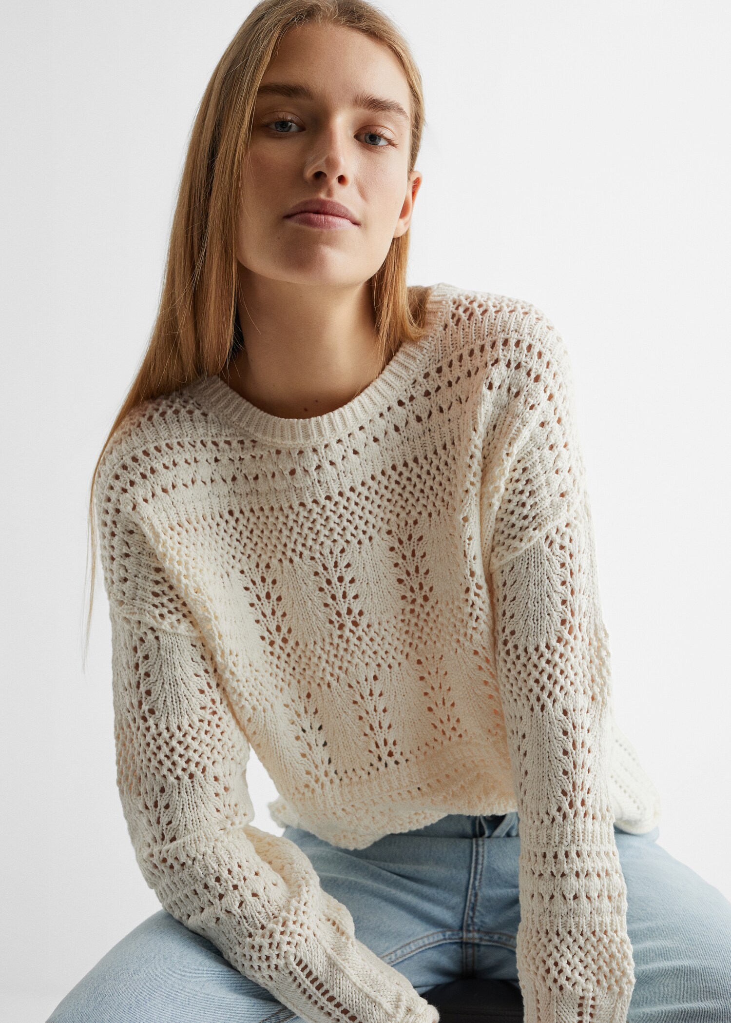 Pullover traforato collo stondato - Dettaglio dell'articolo 1