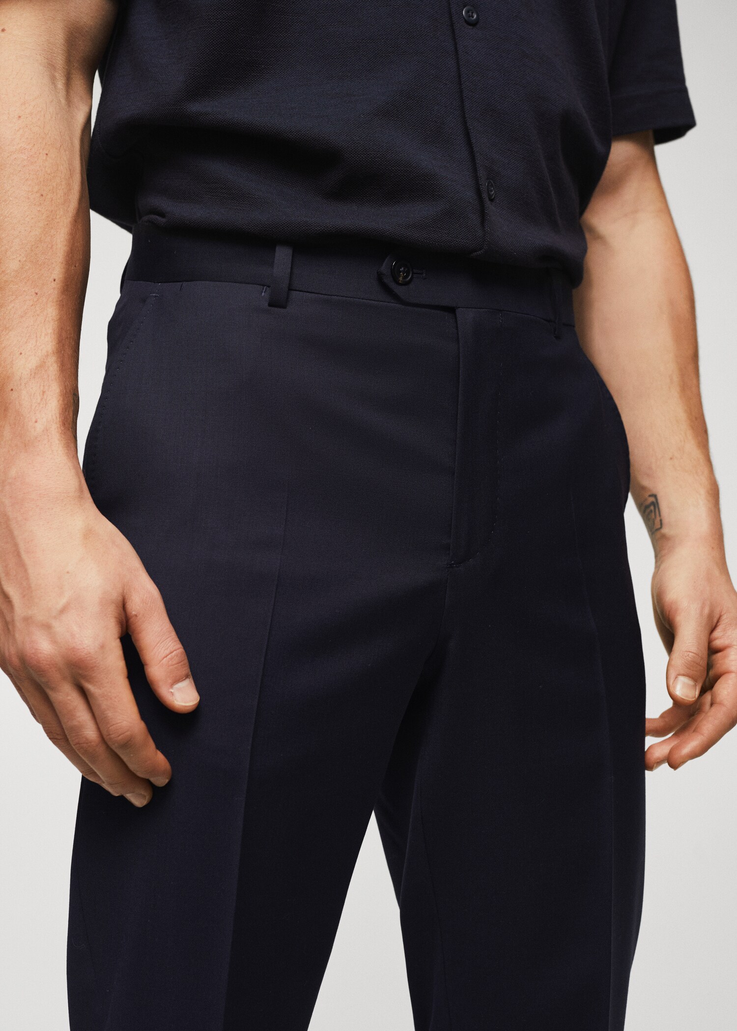 Pantalons vestir slim fit llana verge - Detall de l'article 1