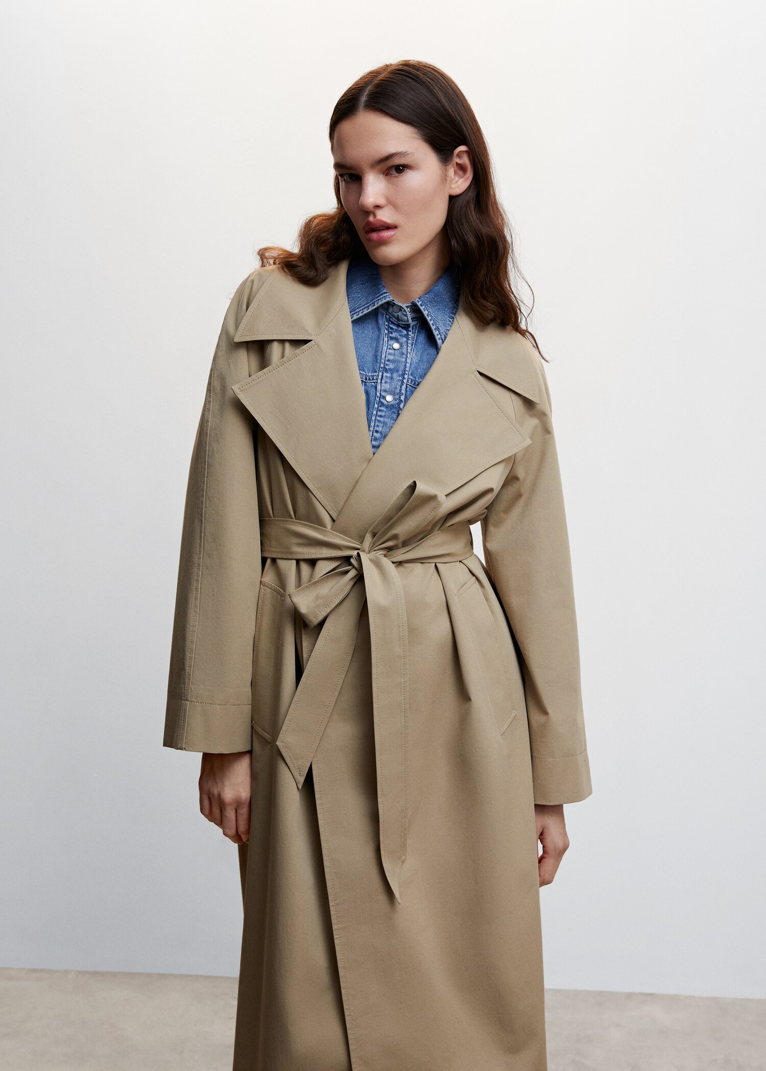 Oversize-Trenchcoat aus Baumwolle - Mittlere Ansicht