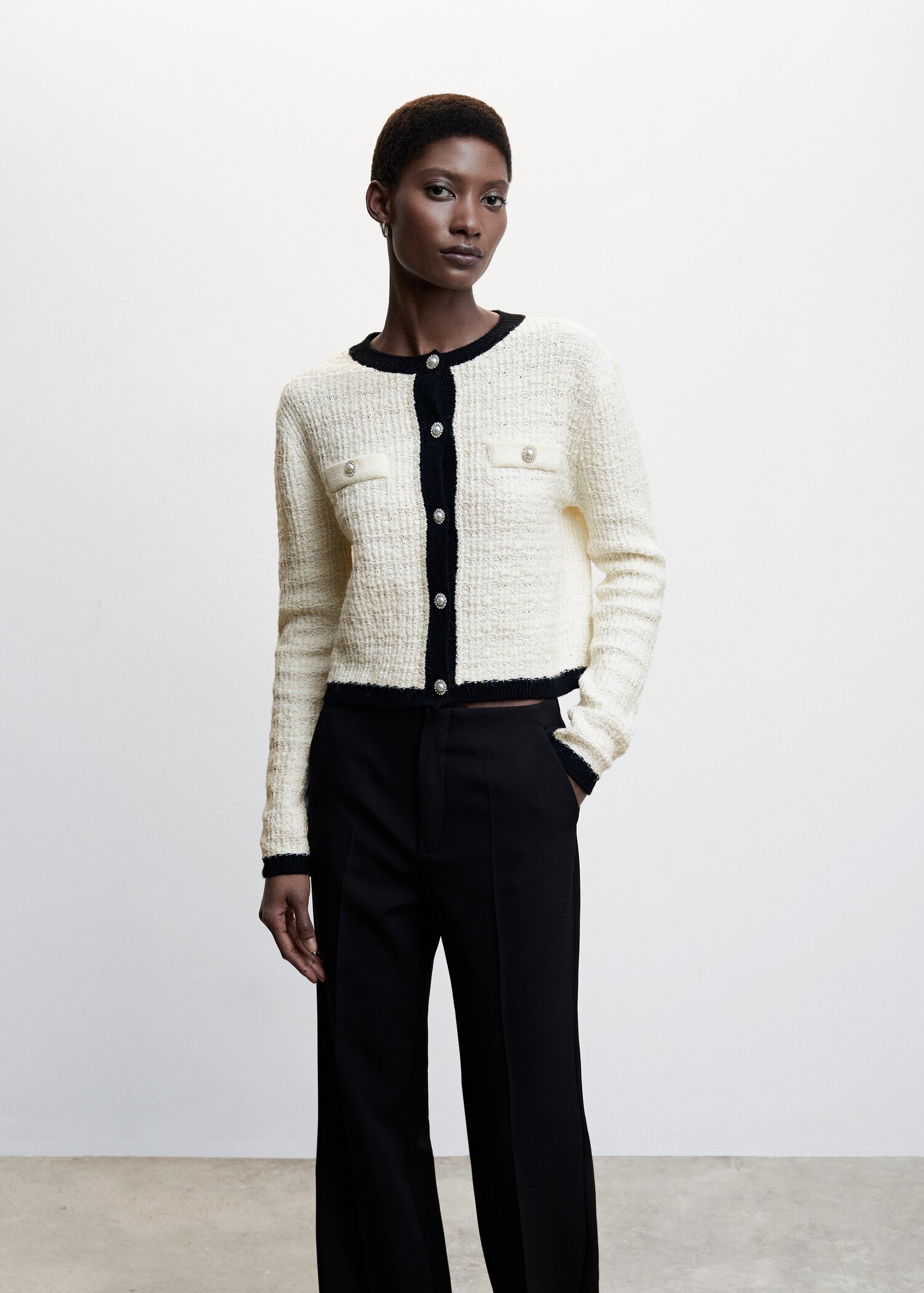 Pocket tweed cardigan - Medium plane