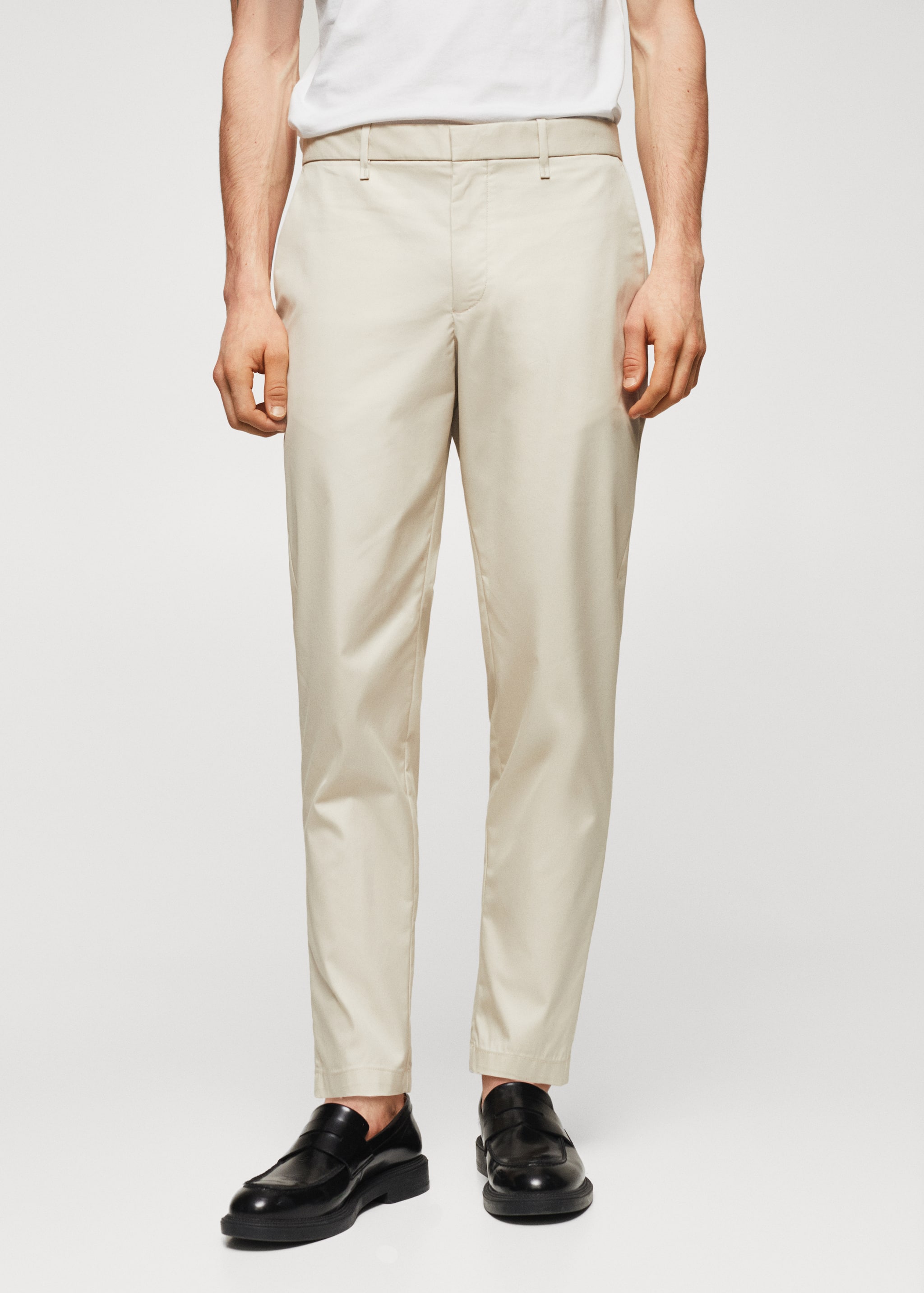 Bavlněné kalhoty slim fit - Náhled ve středové rovině