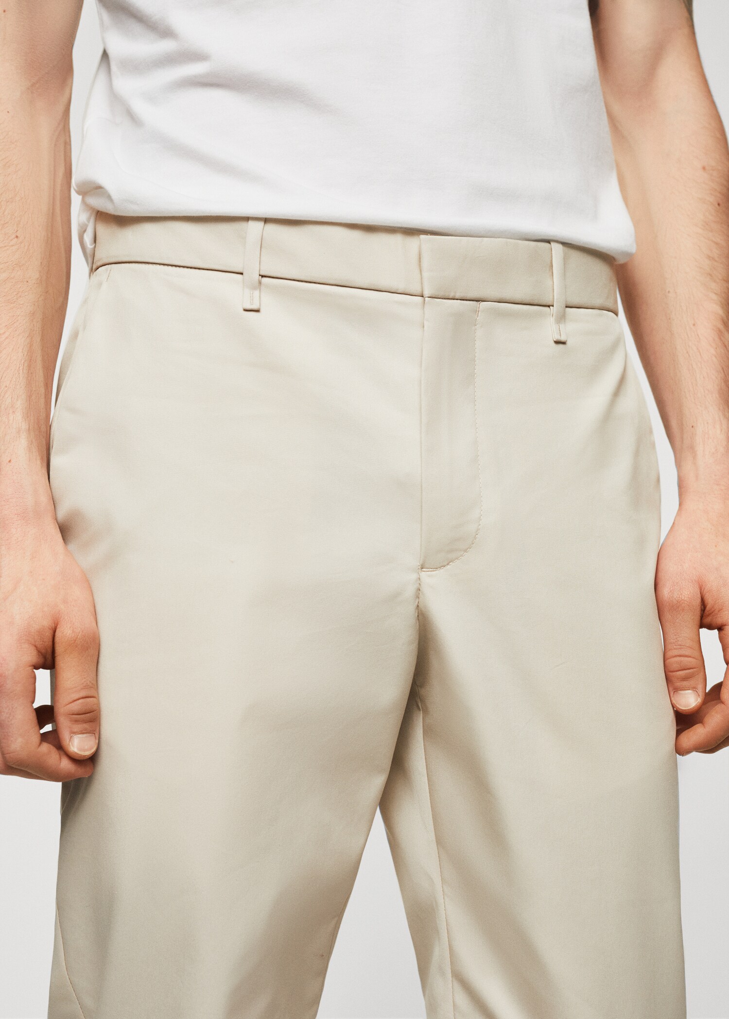 Slim-fit cotton trousers - Details of the article 1