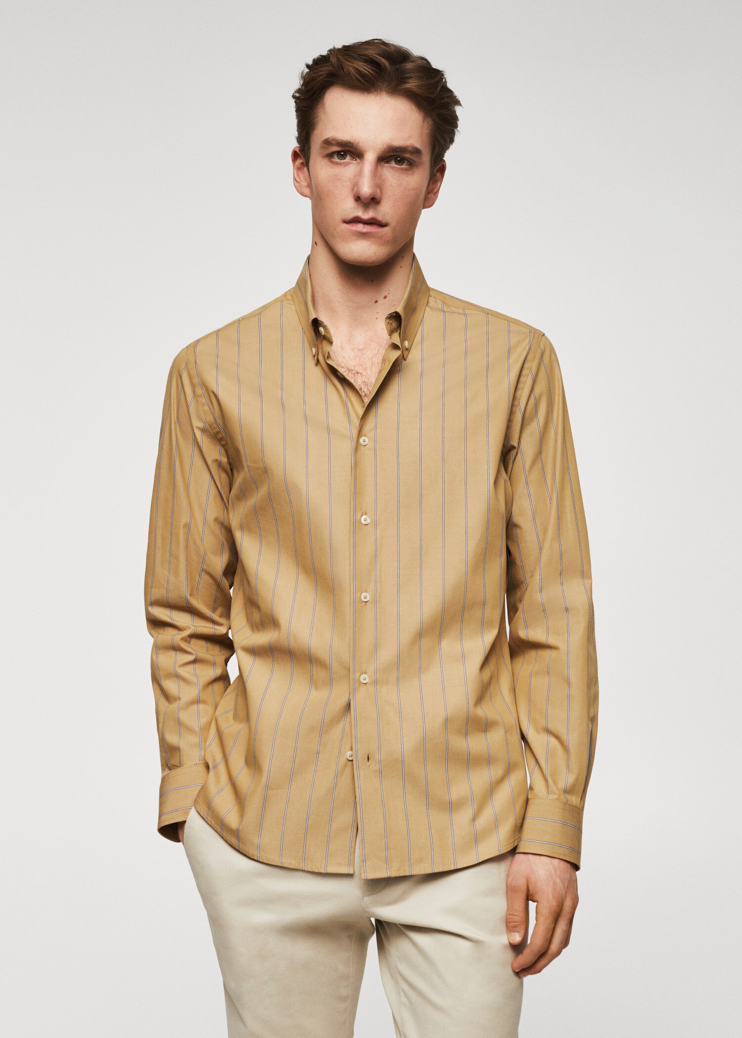 Camisa vestir cotó ratlles - Pla mig