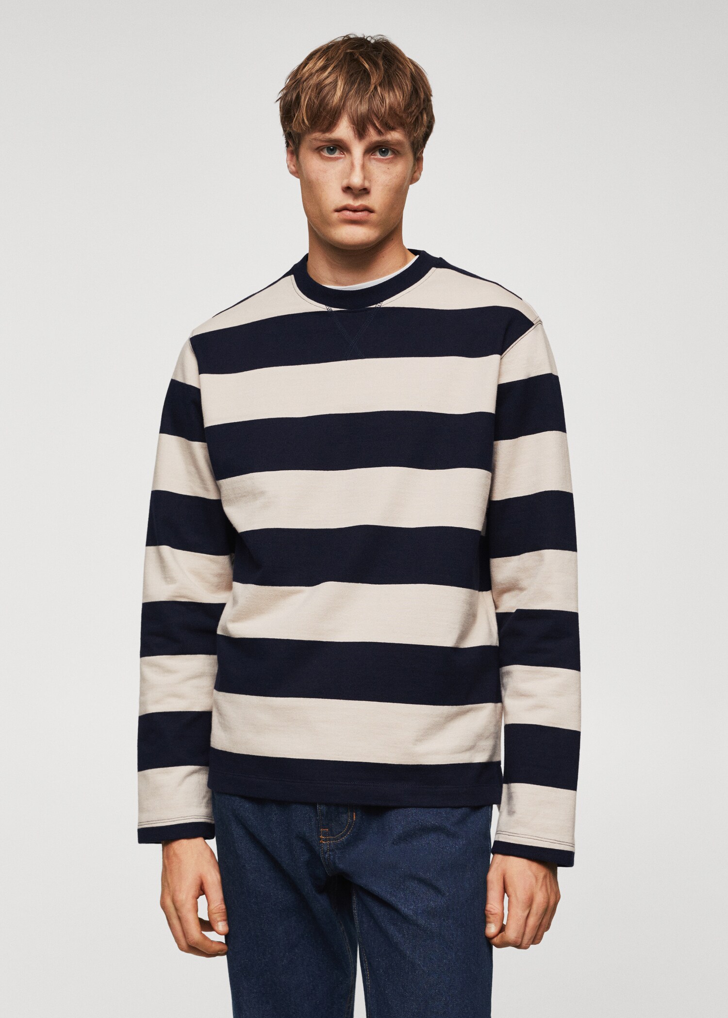 Striped cotton-blend sweatshirt - Medium plane