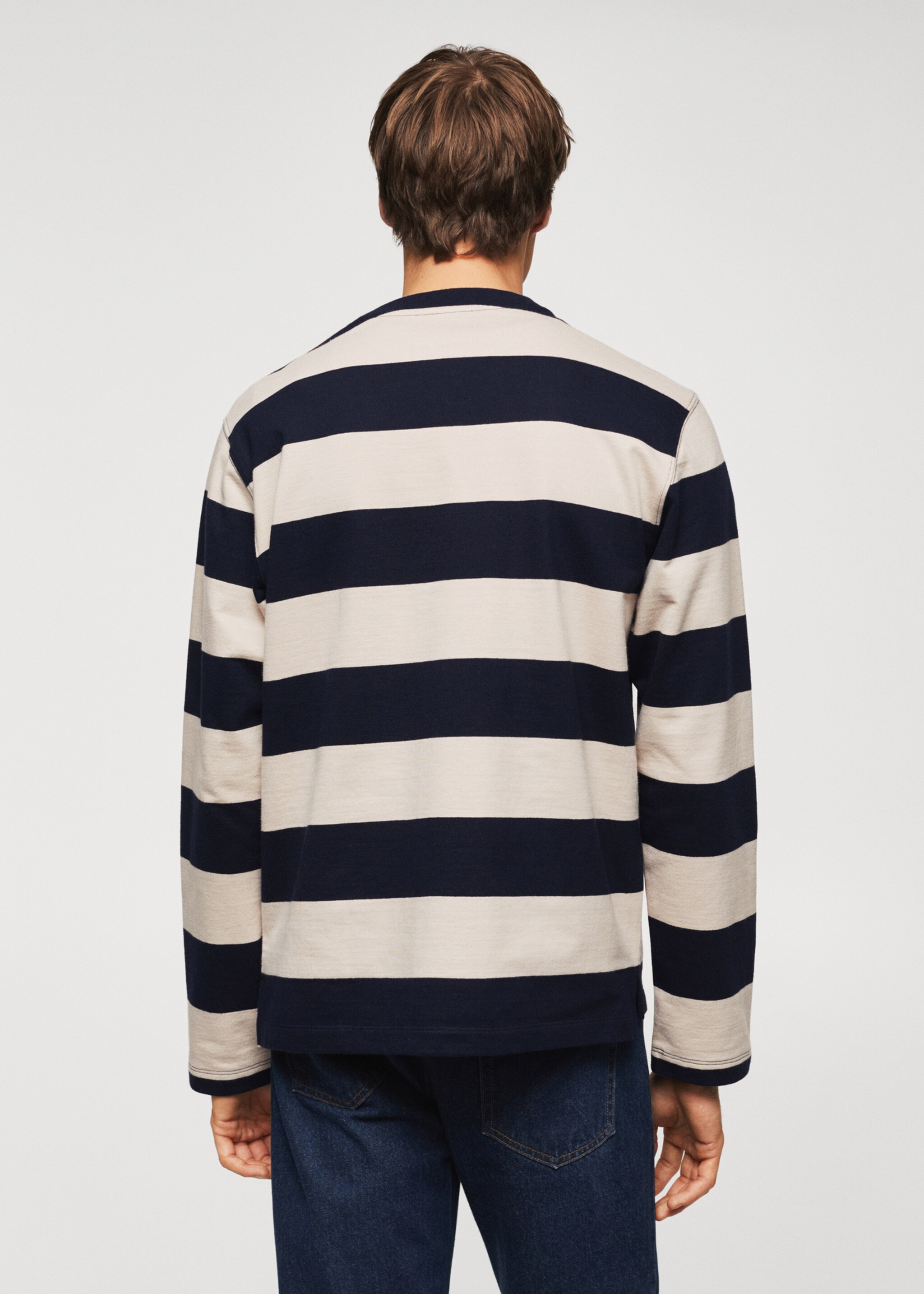 Gestreiftes Baumwoll-Sweatshirt - Rückseite des Artikels