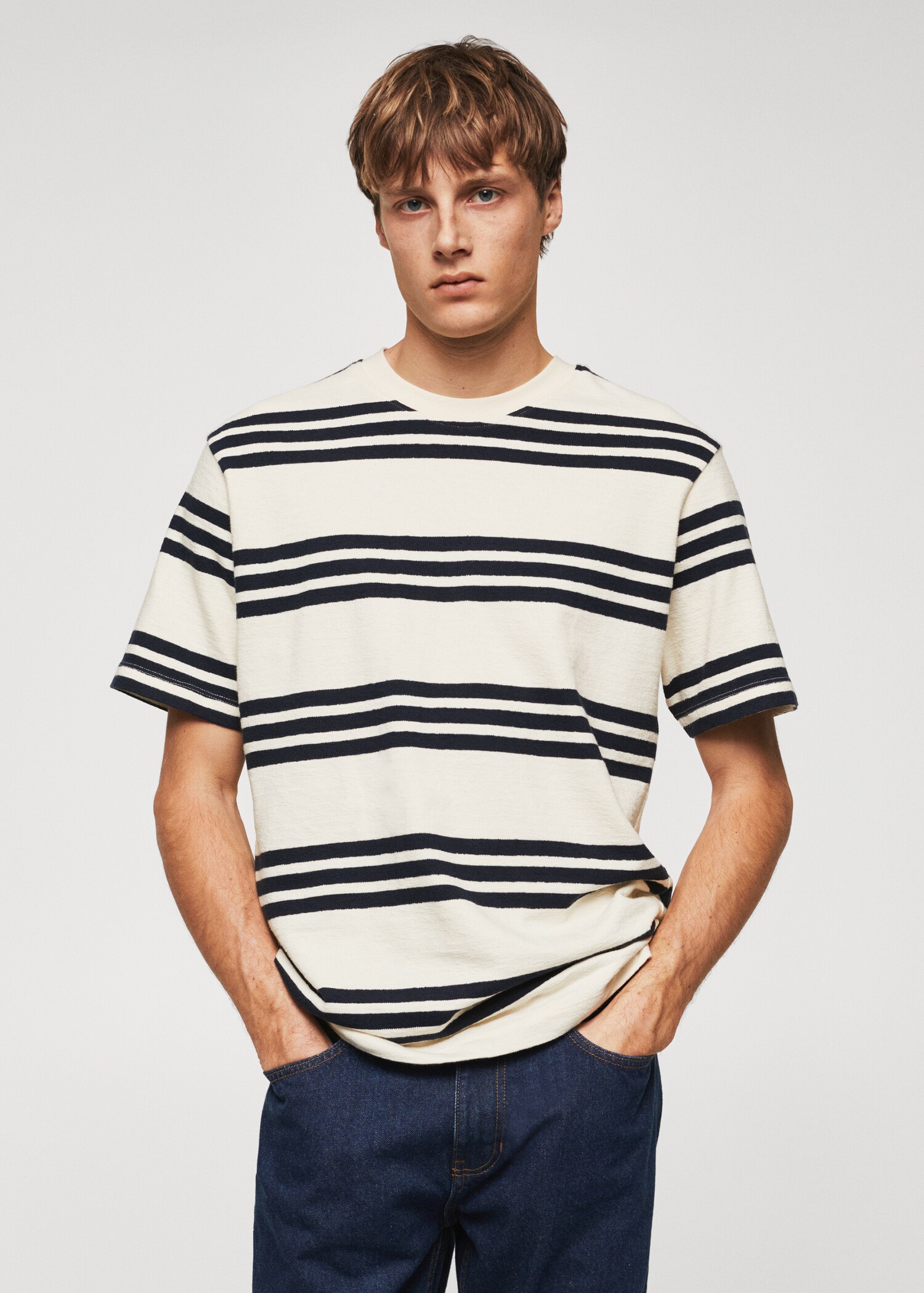 Gestreiftes Baumwoll-Shirt - Mittlere Ansicht