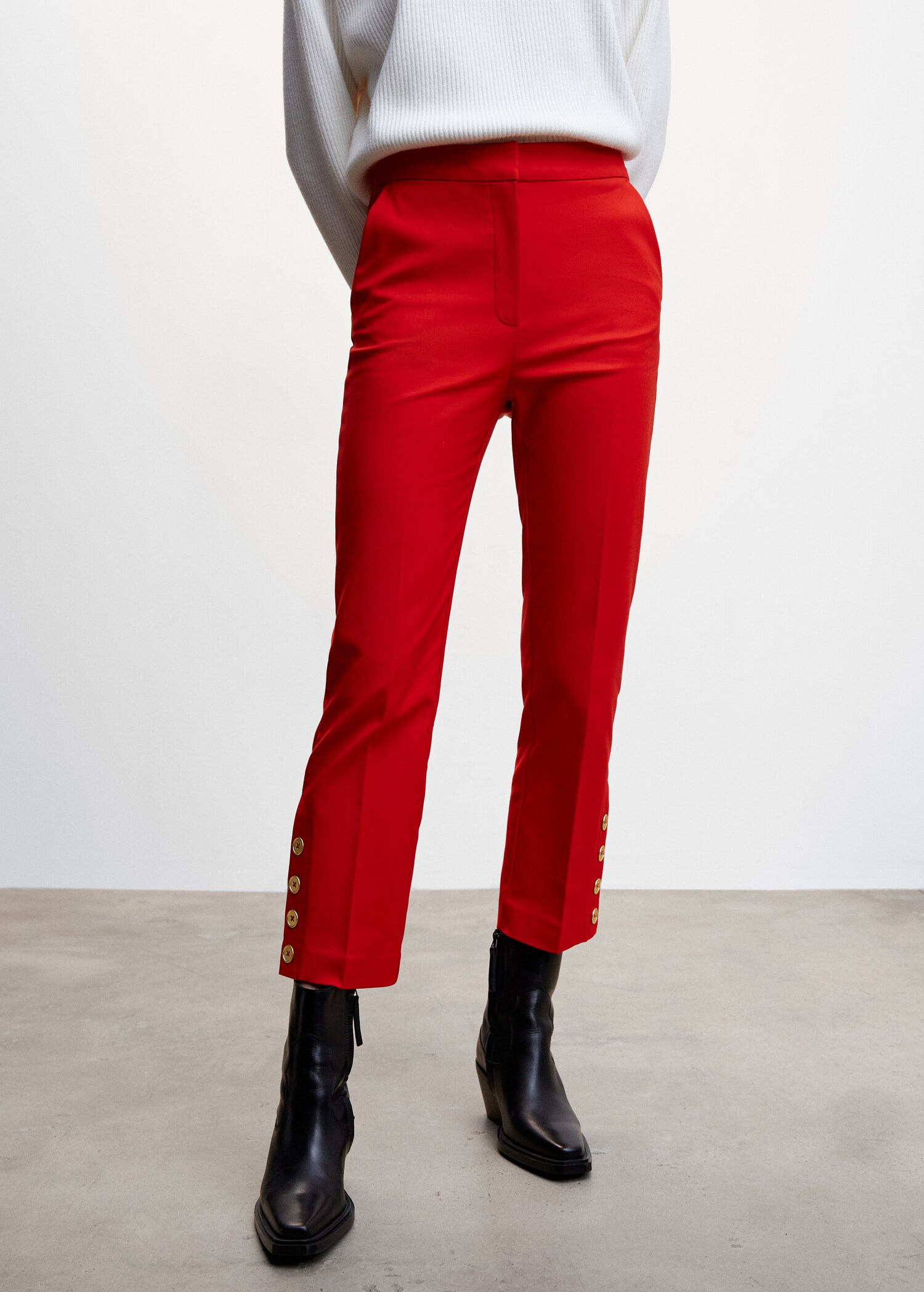 Buttons straight-fit trousers - Medium plane