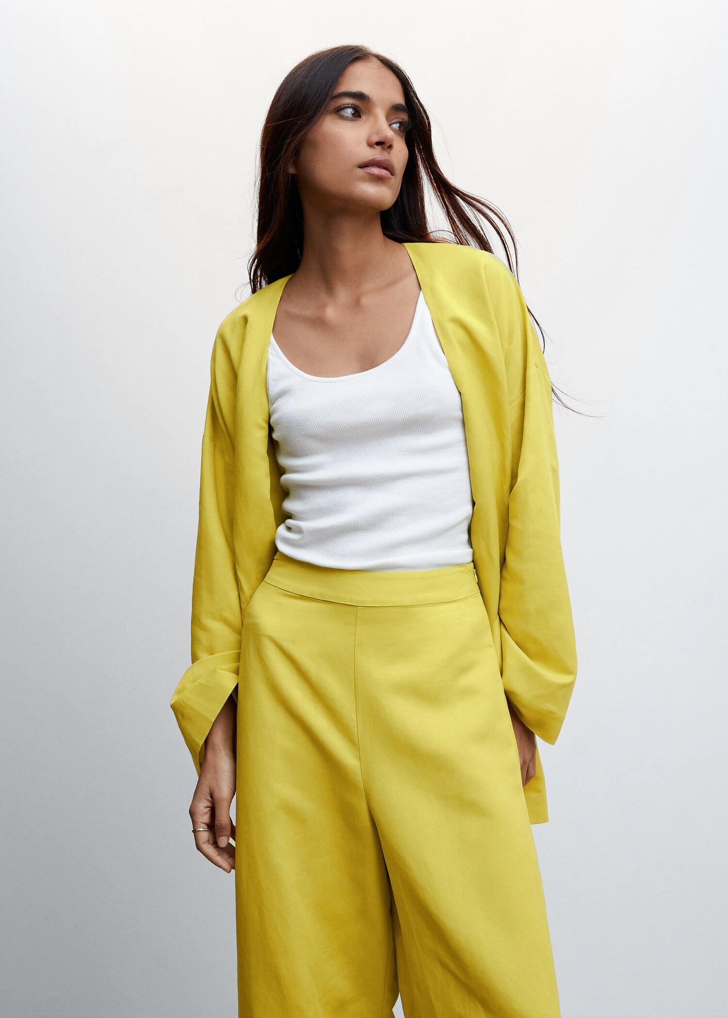 Cropped linen-blend pants - Details of the article 1